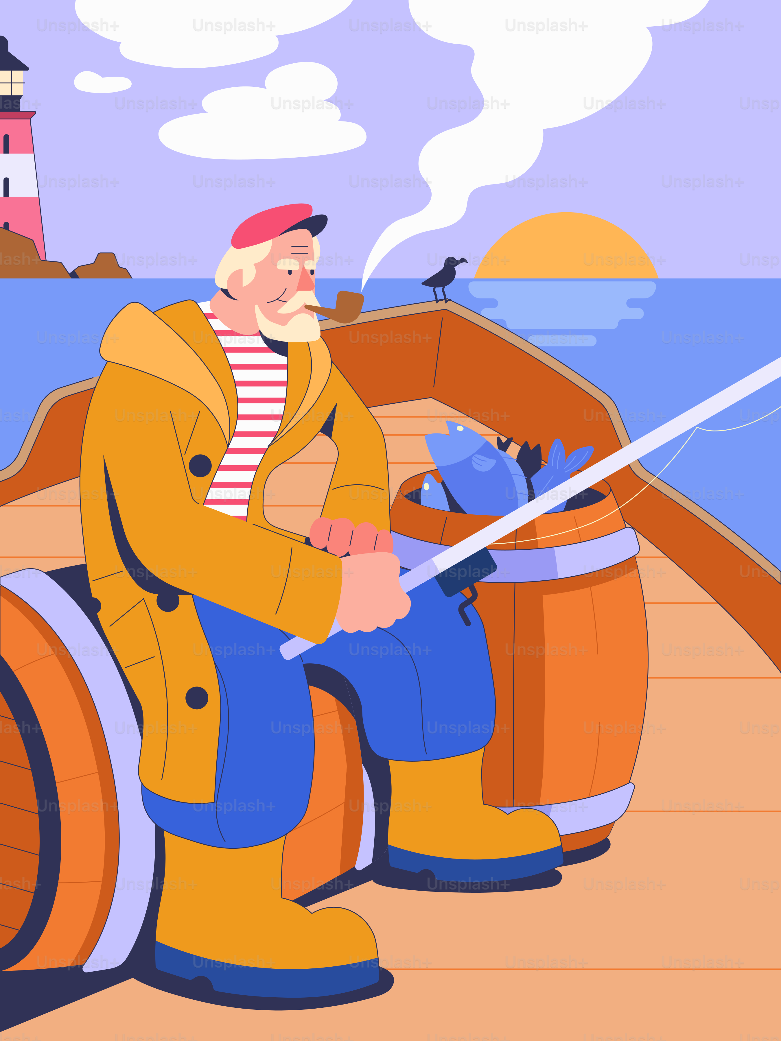 A man sitting on a boat holding a fishing rod