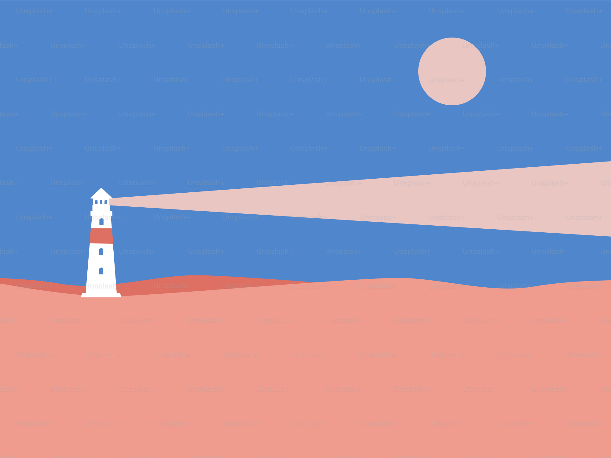 A picture of a lighthouse in the middle of a desert