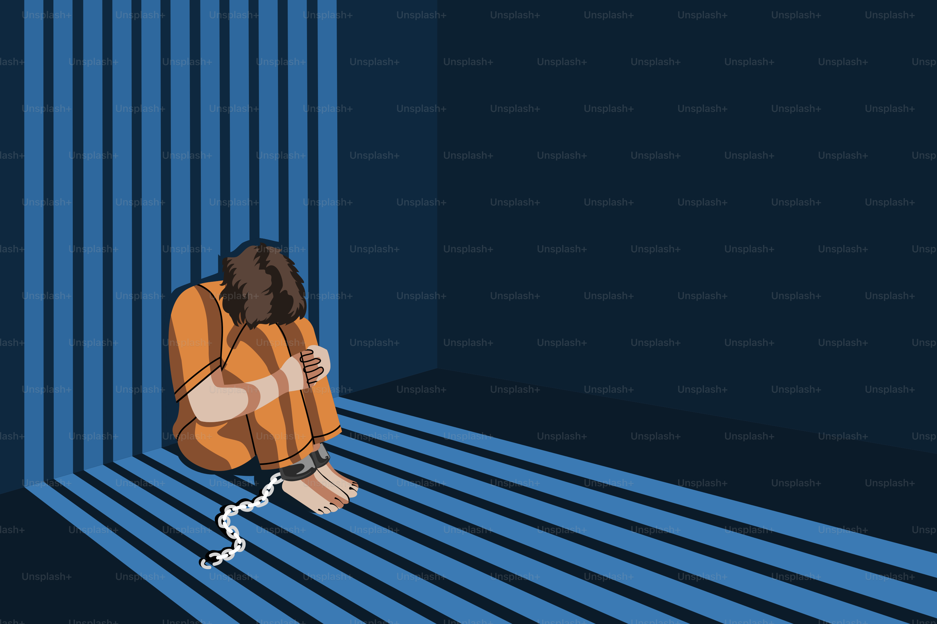 Une personne assise dans une pièce avec un sac à dos sur le dos