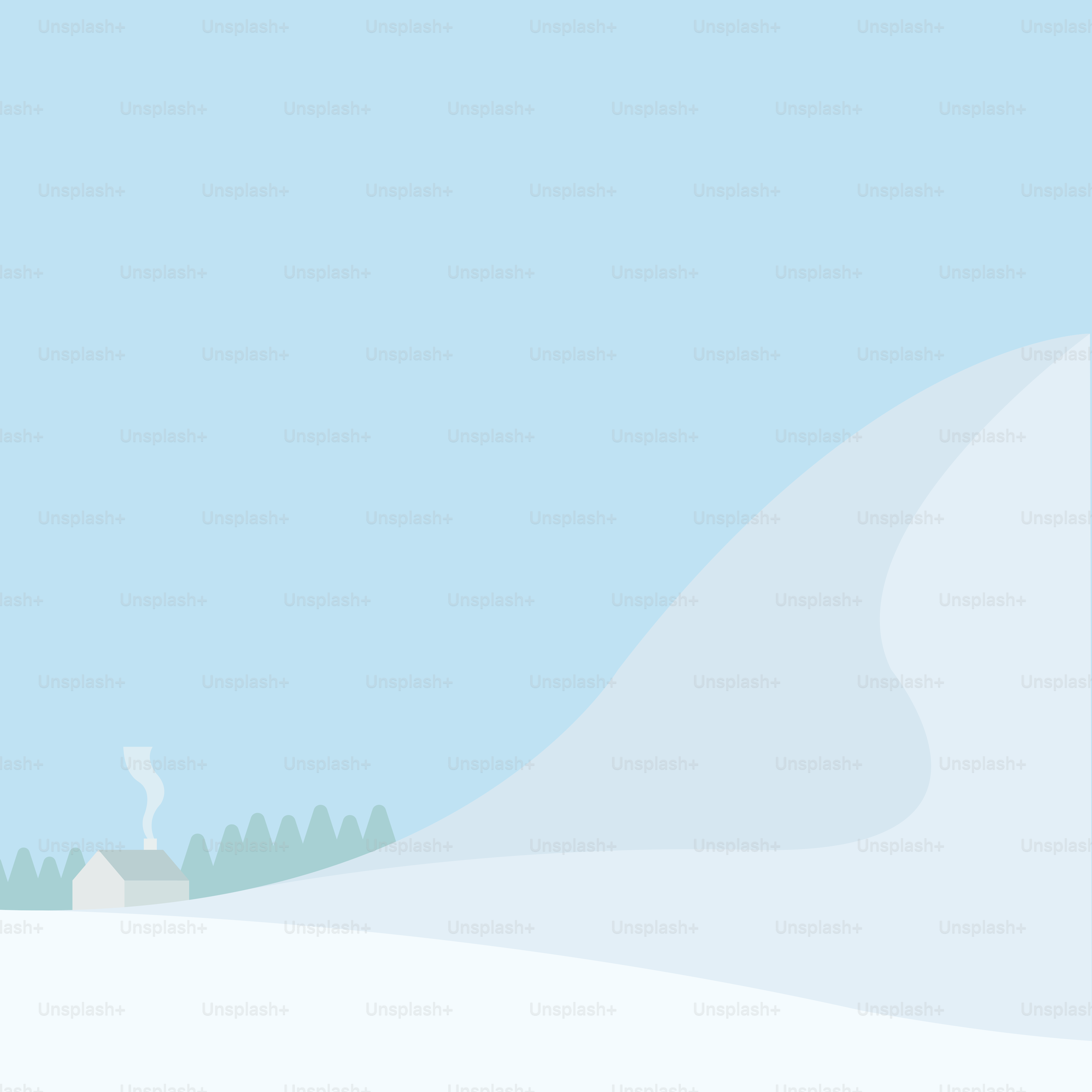 A snowy landscape with a house and trees