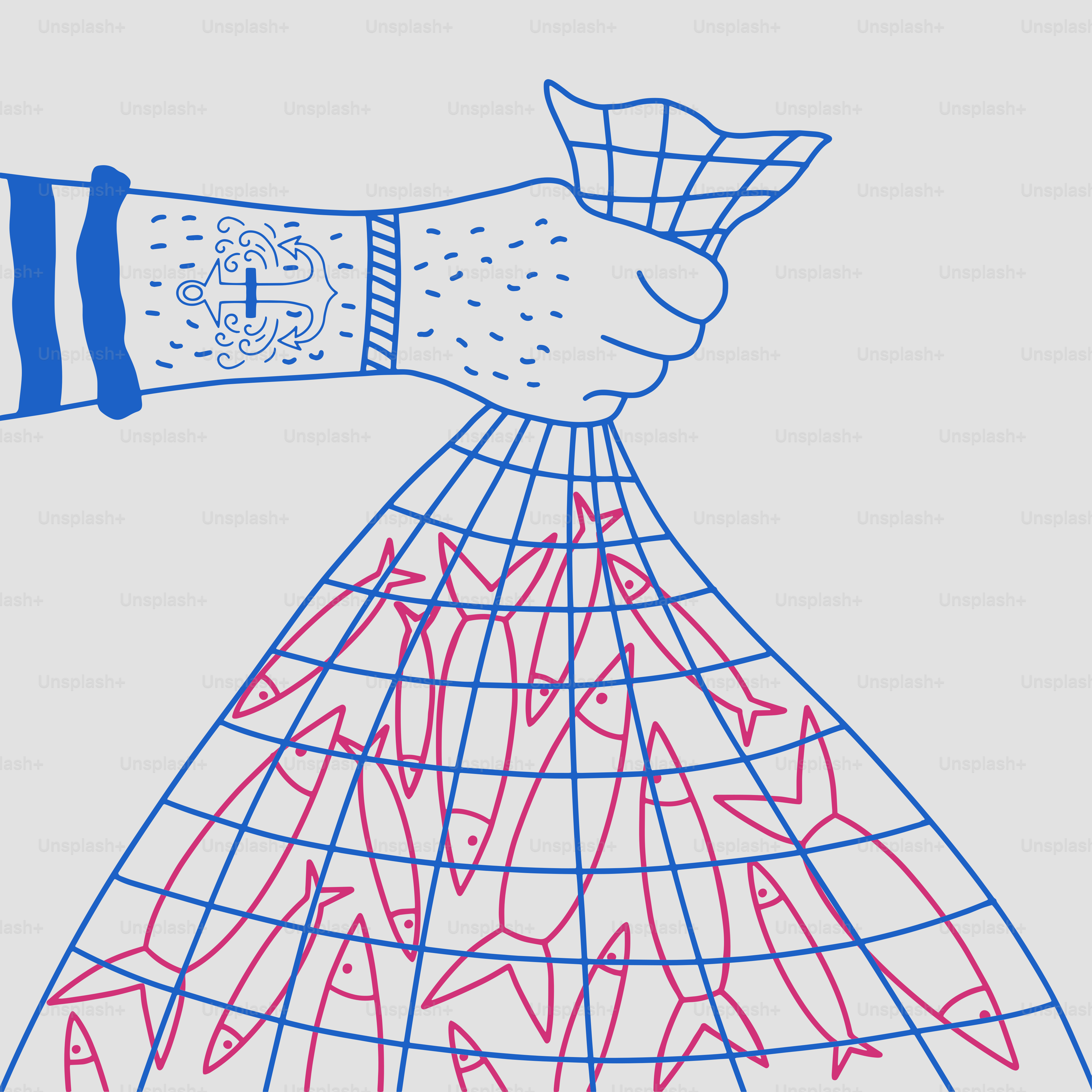 Un dibujo de una mano sosteniendo una bolsa de plástico