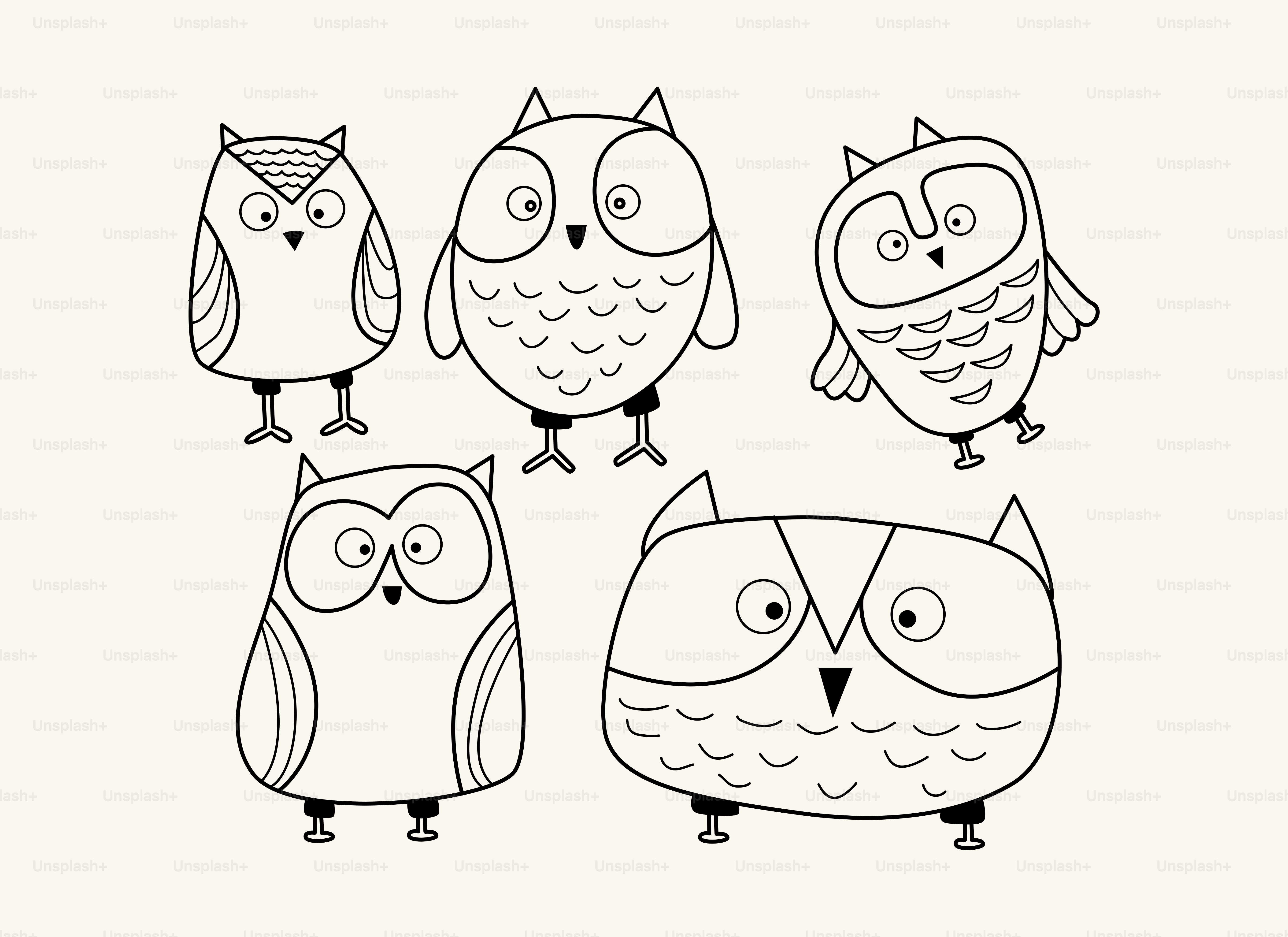 Um grupo de corujas sentadas umas em cima das outras