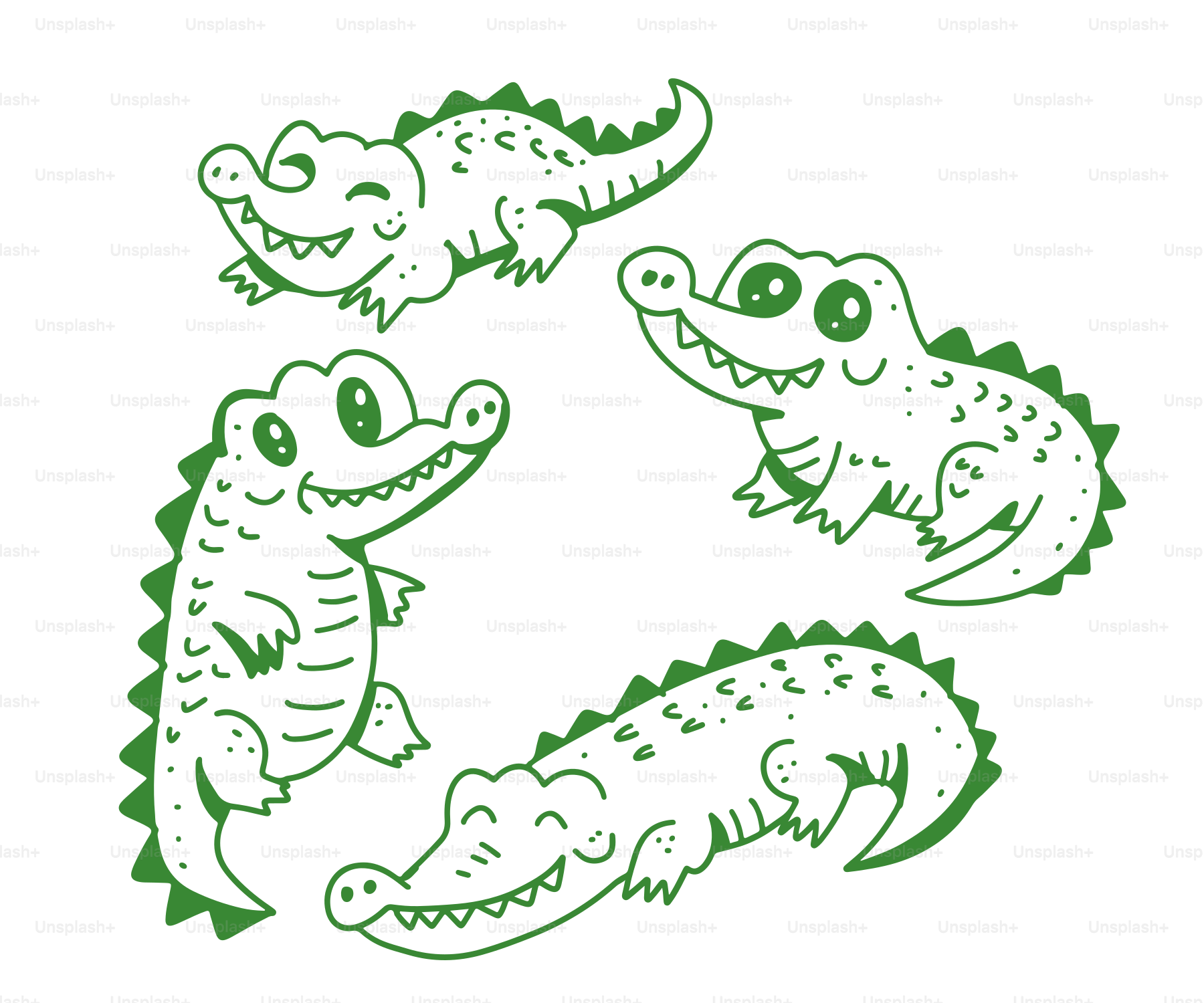 A drawing of three alligators in a circle