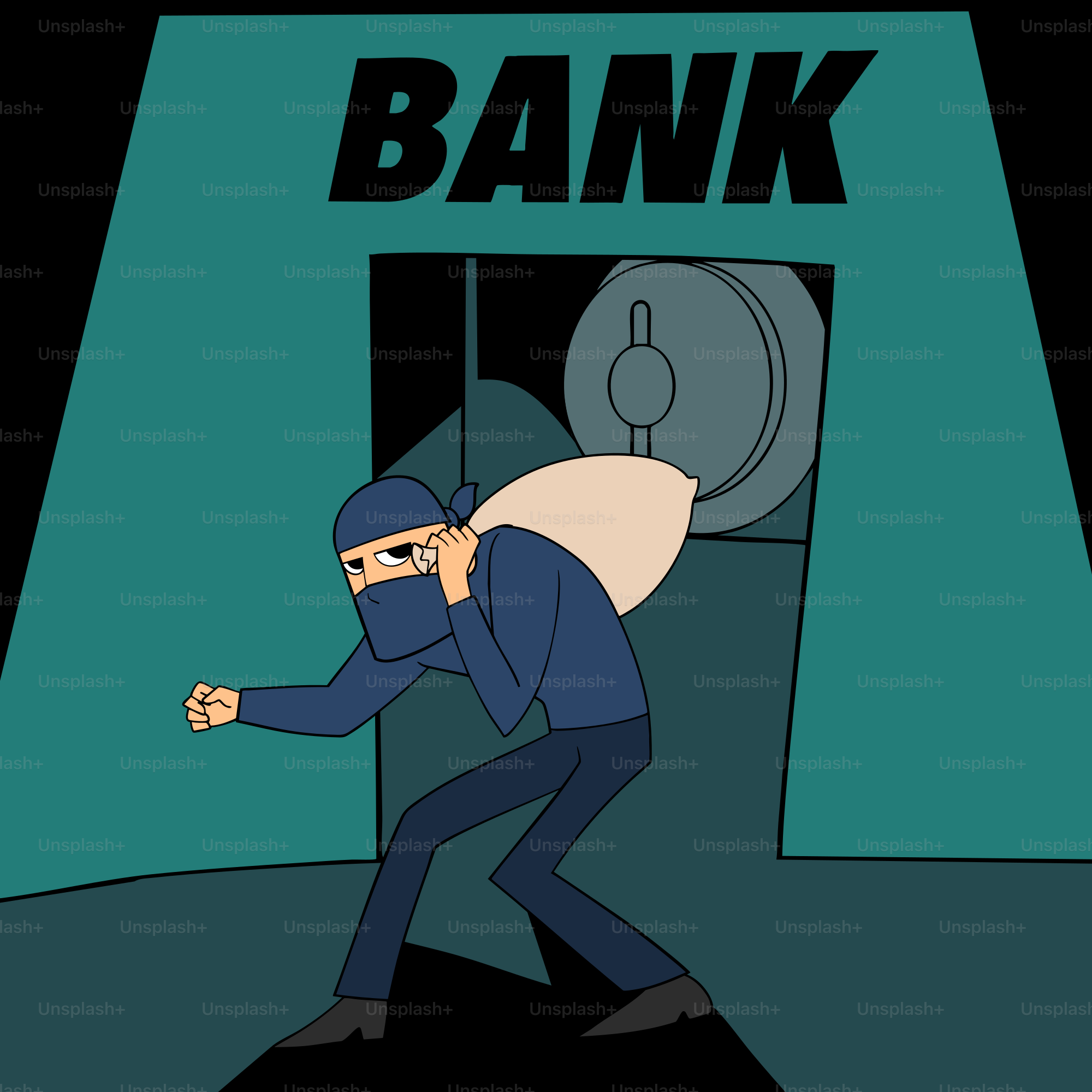 A man in a blue suit and a white shirt is in front of a bank