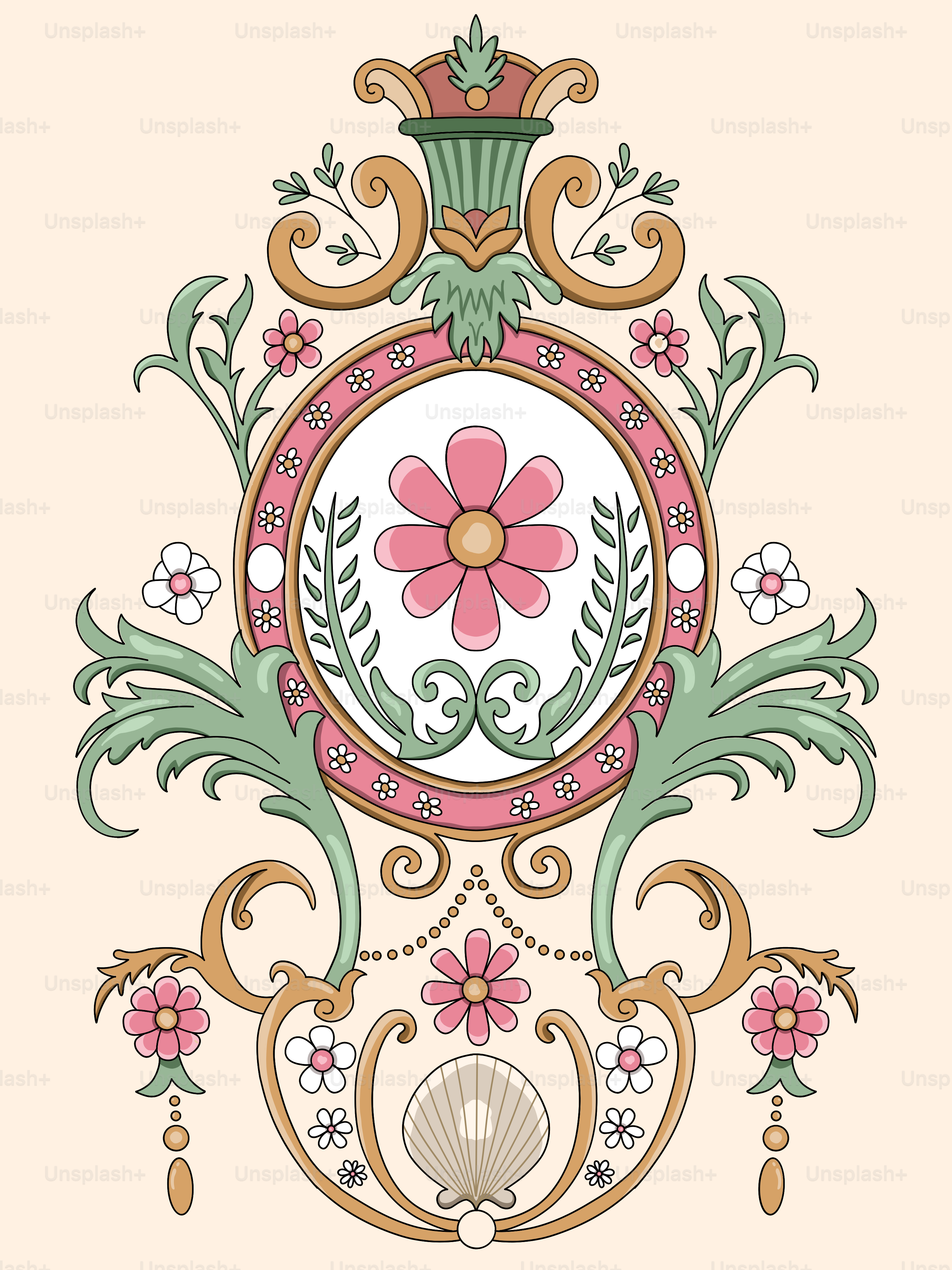 A picture of a clock with a flower on it