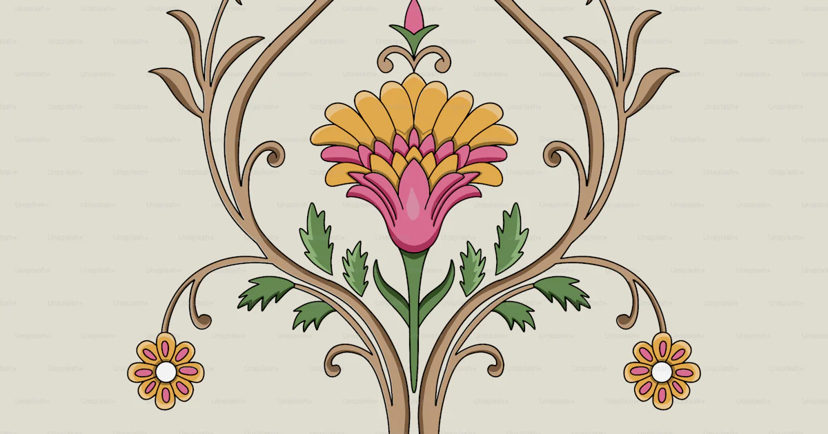 A wall hanging with flowers and vines on it vector – Rococo Image on ...