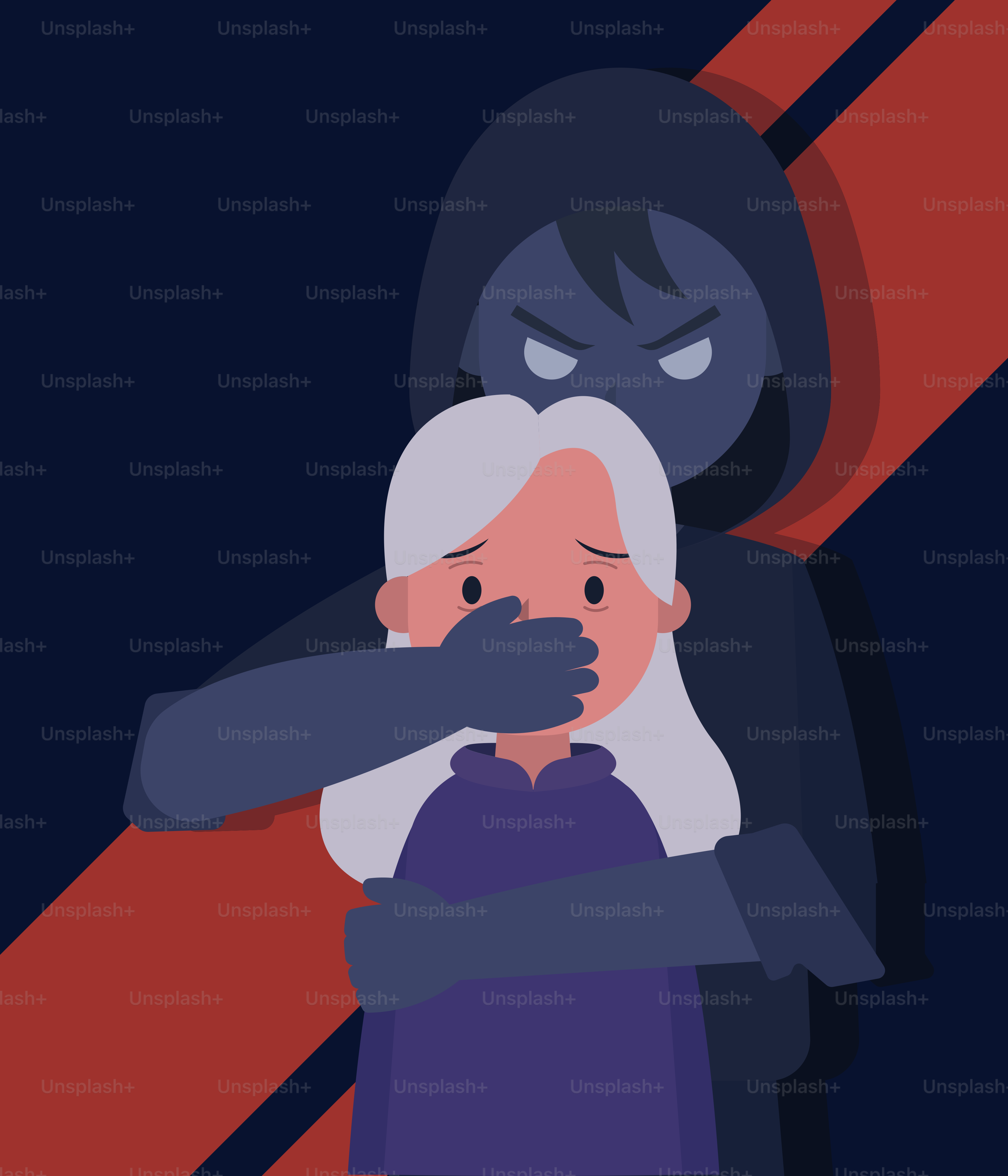 Eine Person, die eine andere Person mit dunklem Hintergrund umarmt