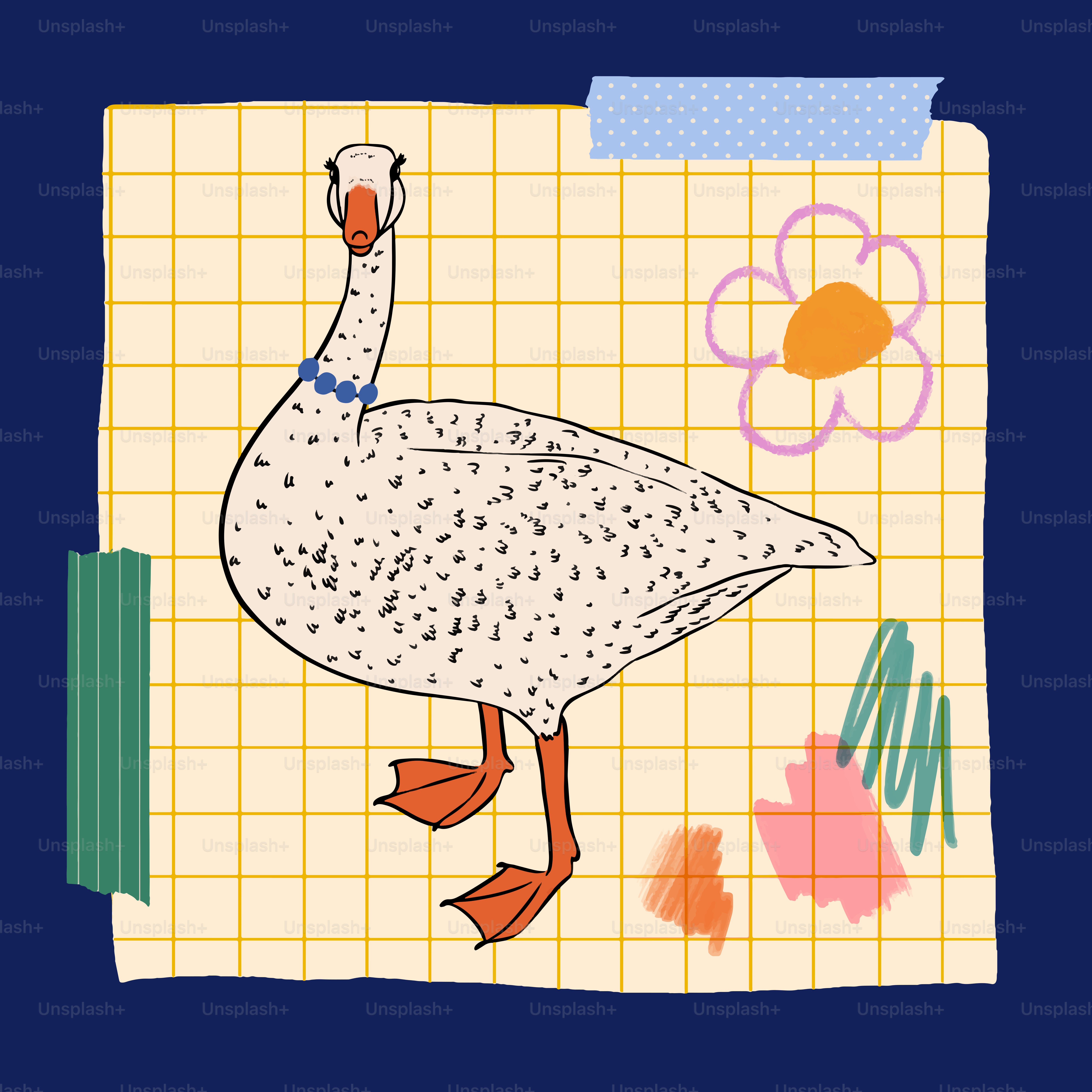 Das Bild einer Ente auf einem Blatt Papier