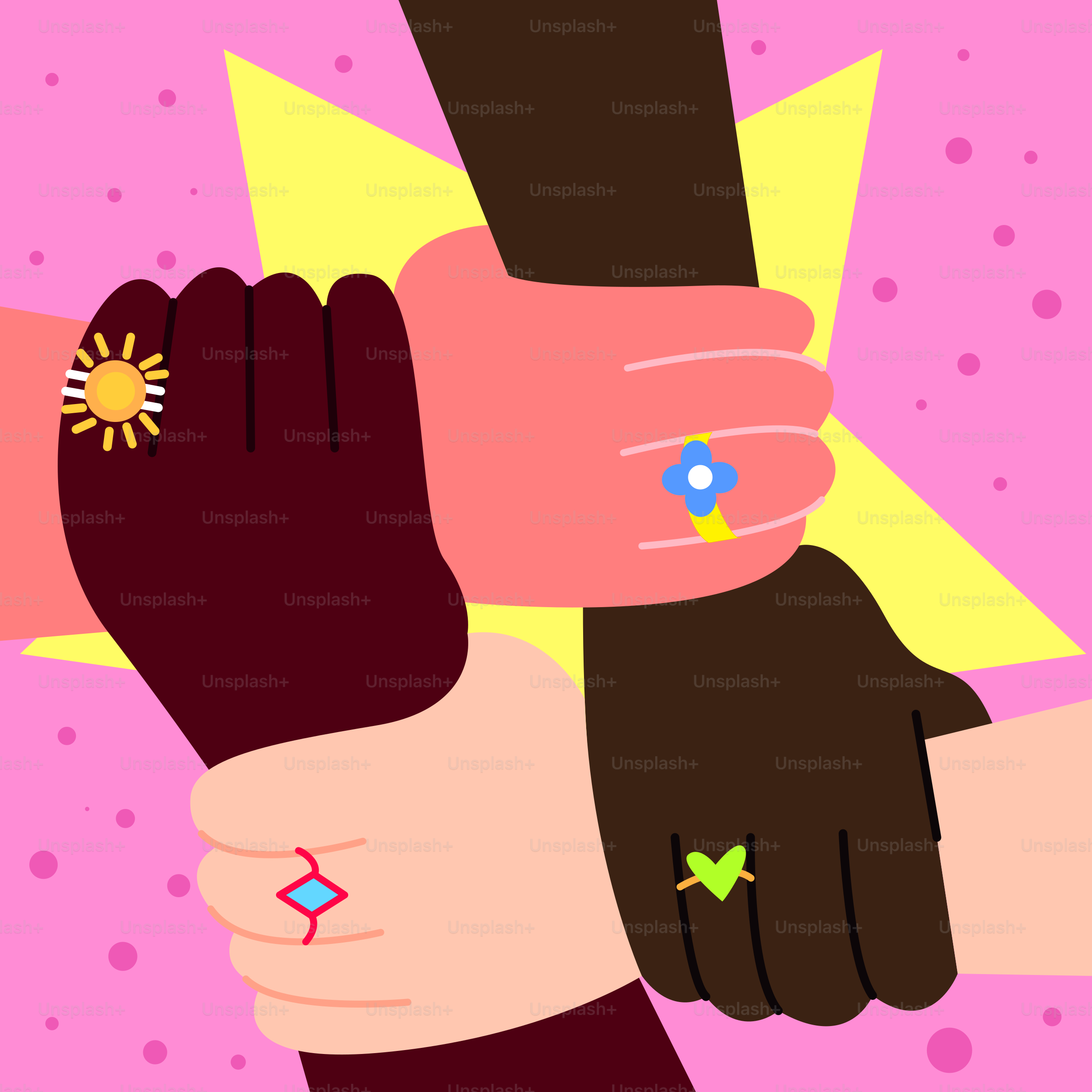 A group of people with their hands together