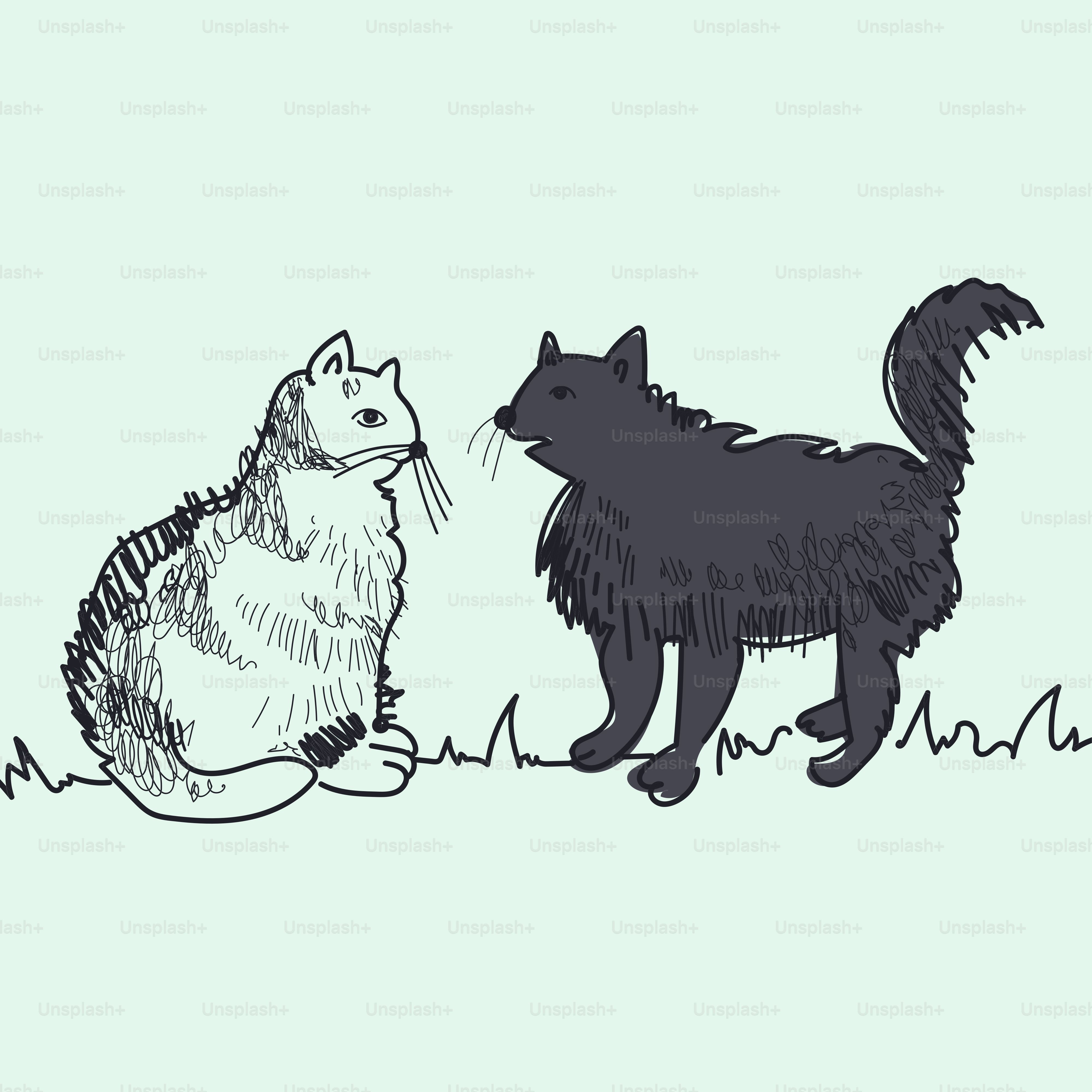 A black and white cat and a white and black cat