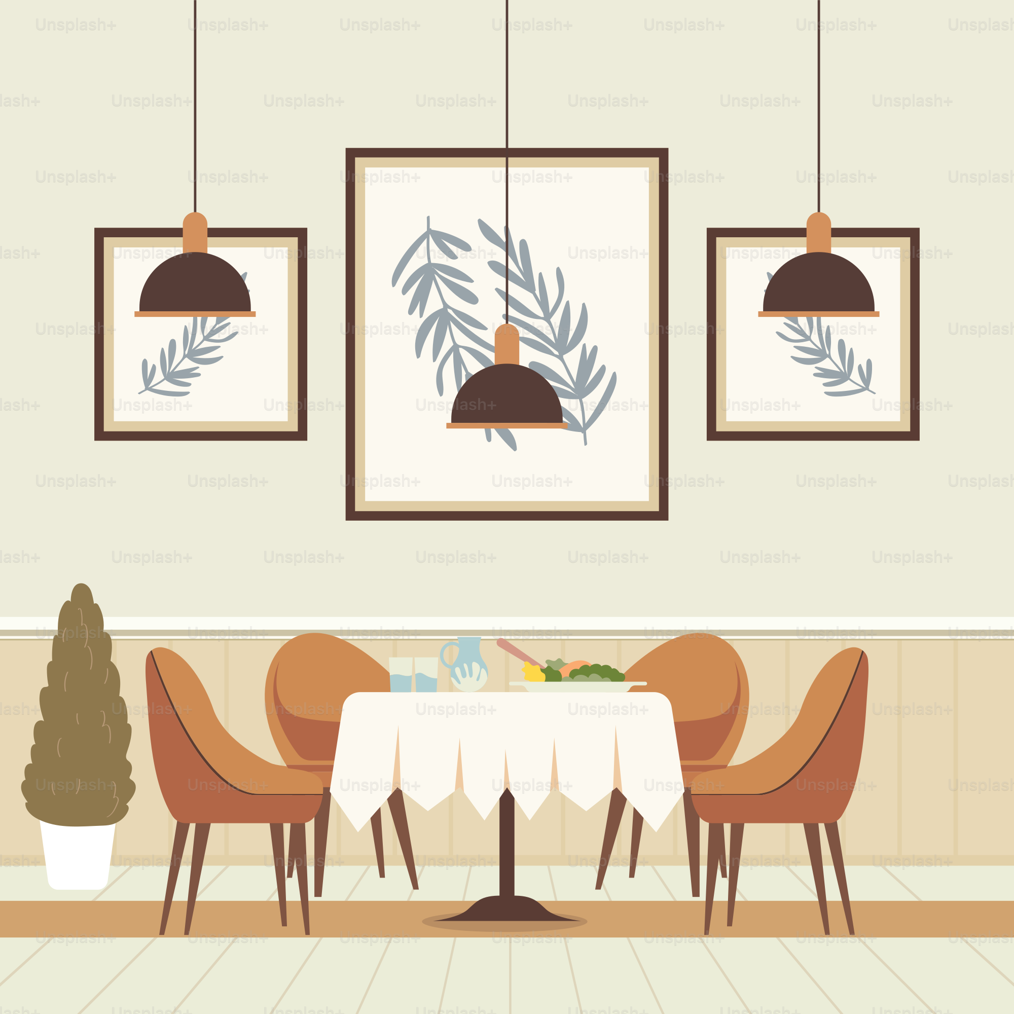 Una sala da pranzo con tavolo e sedie