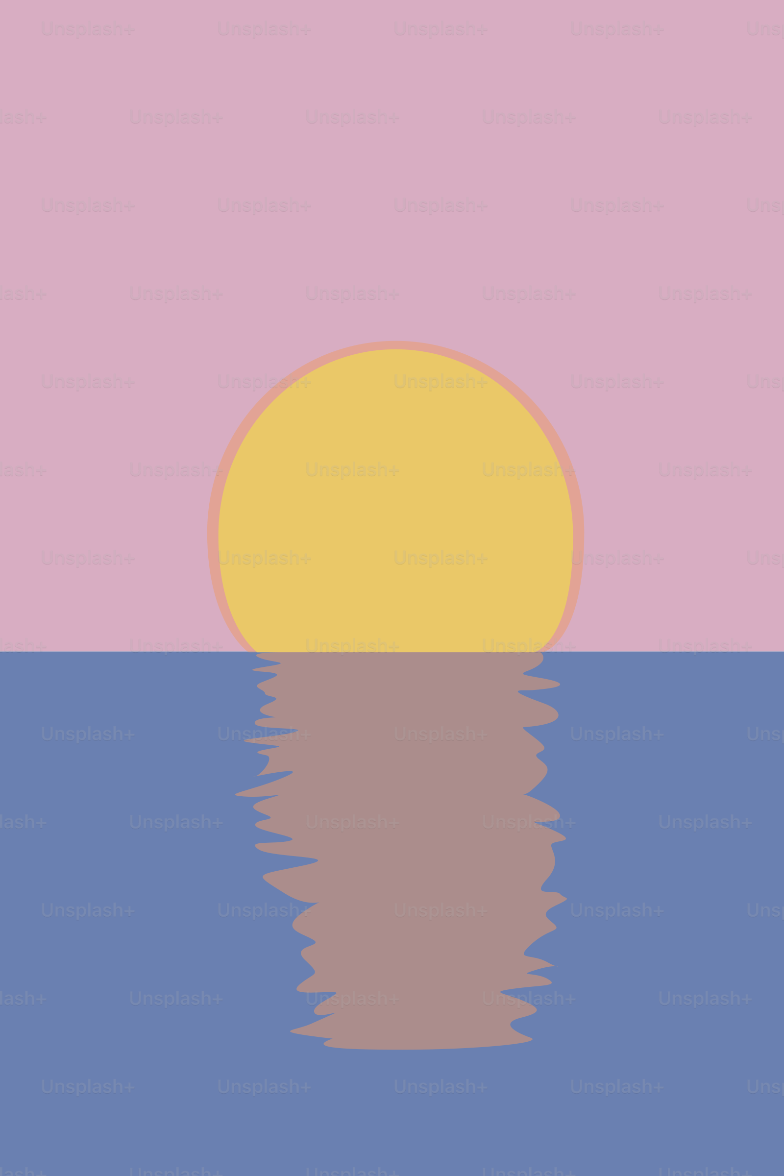 A painting of a sunset over a body of water