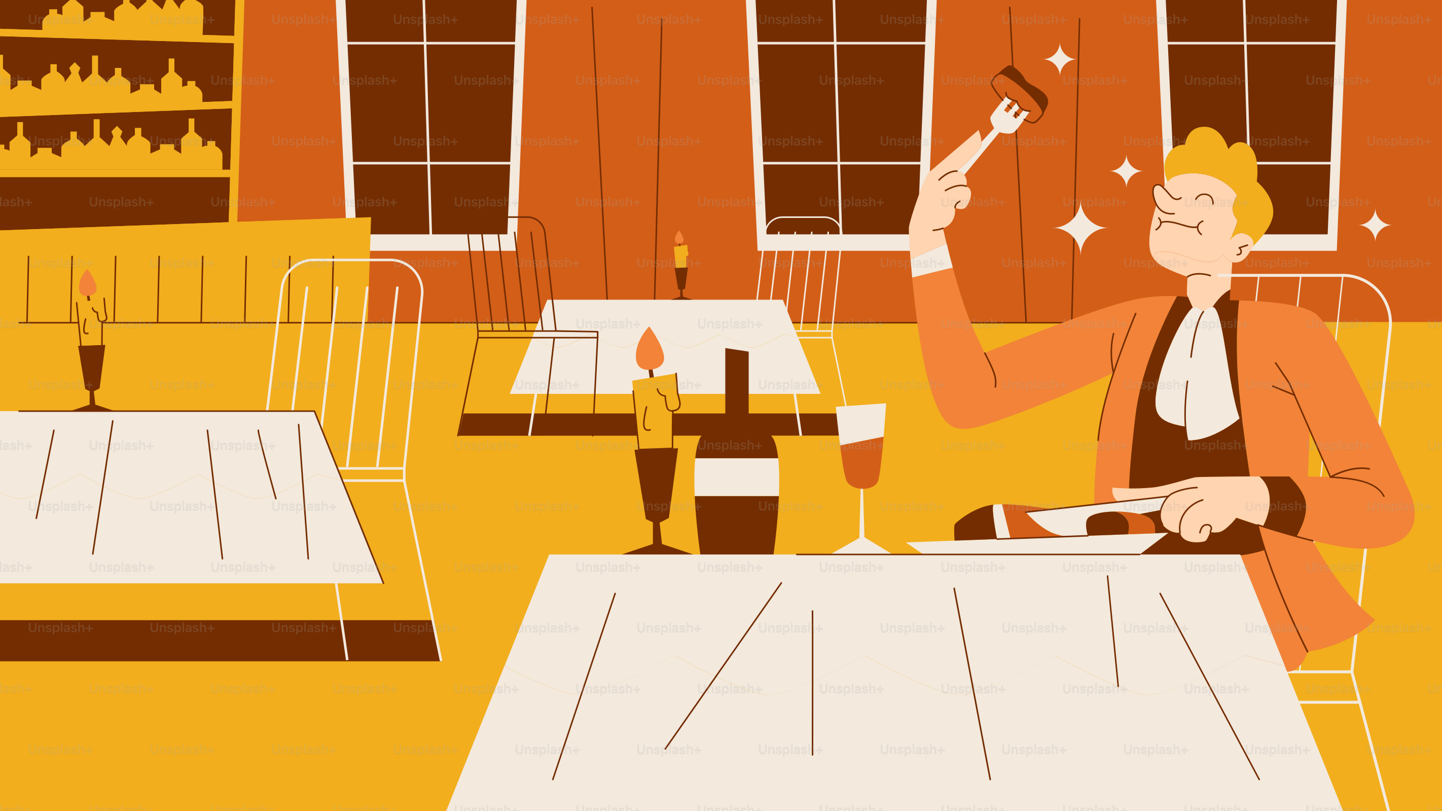 Un homme assis à une table dans un restaurant