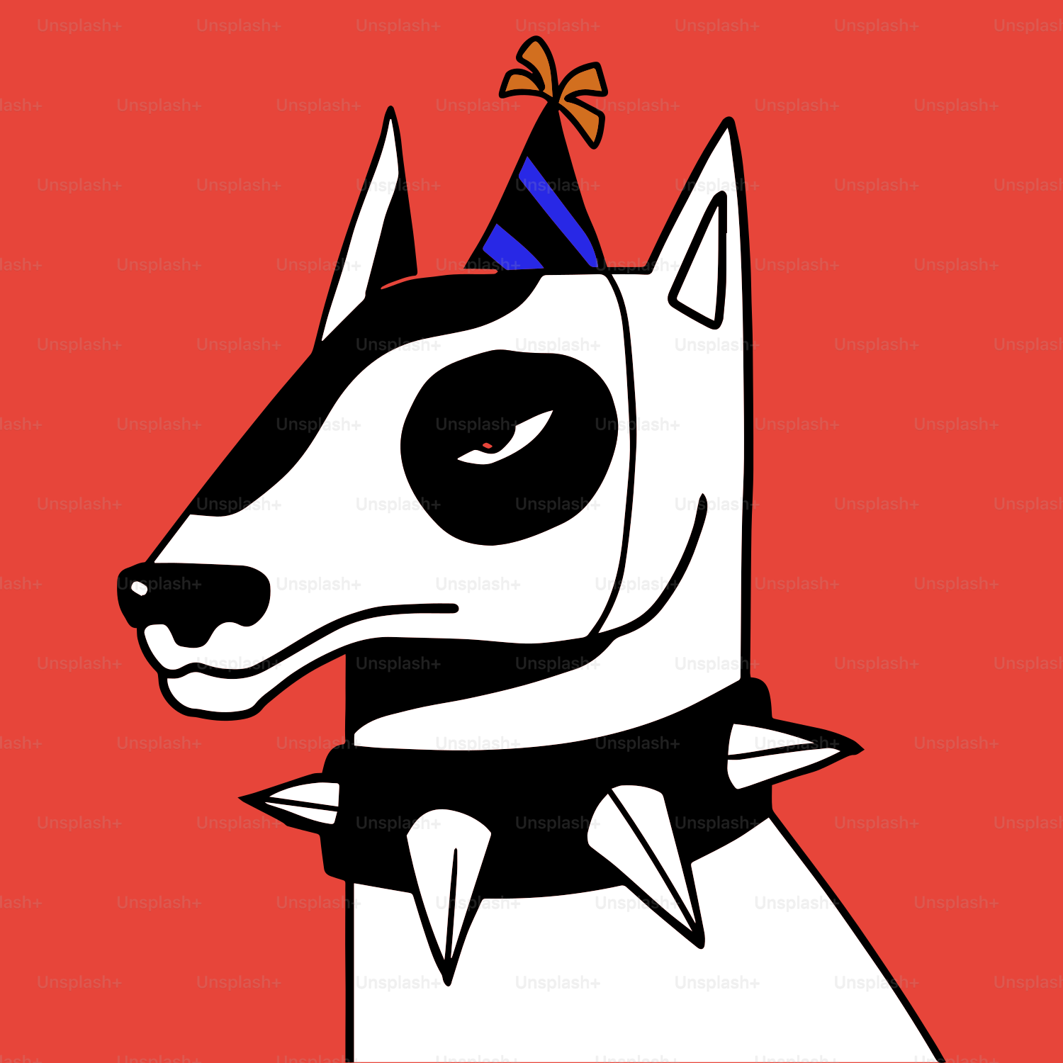 A cartoon dog wearing a party hat