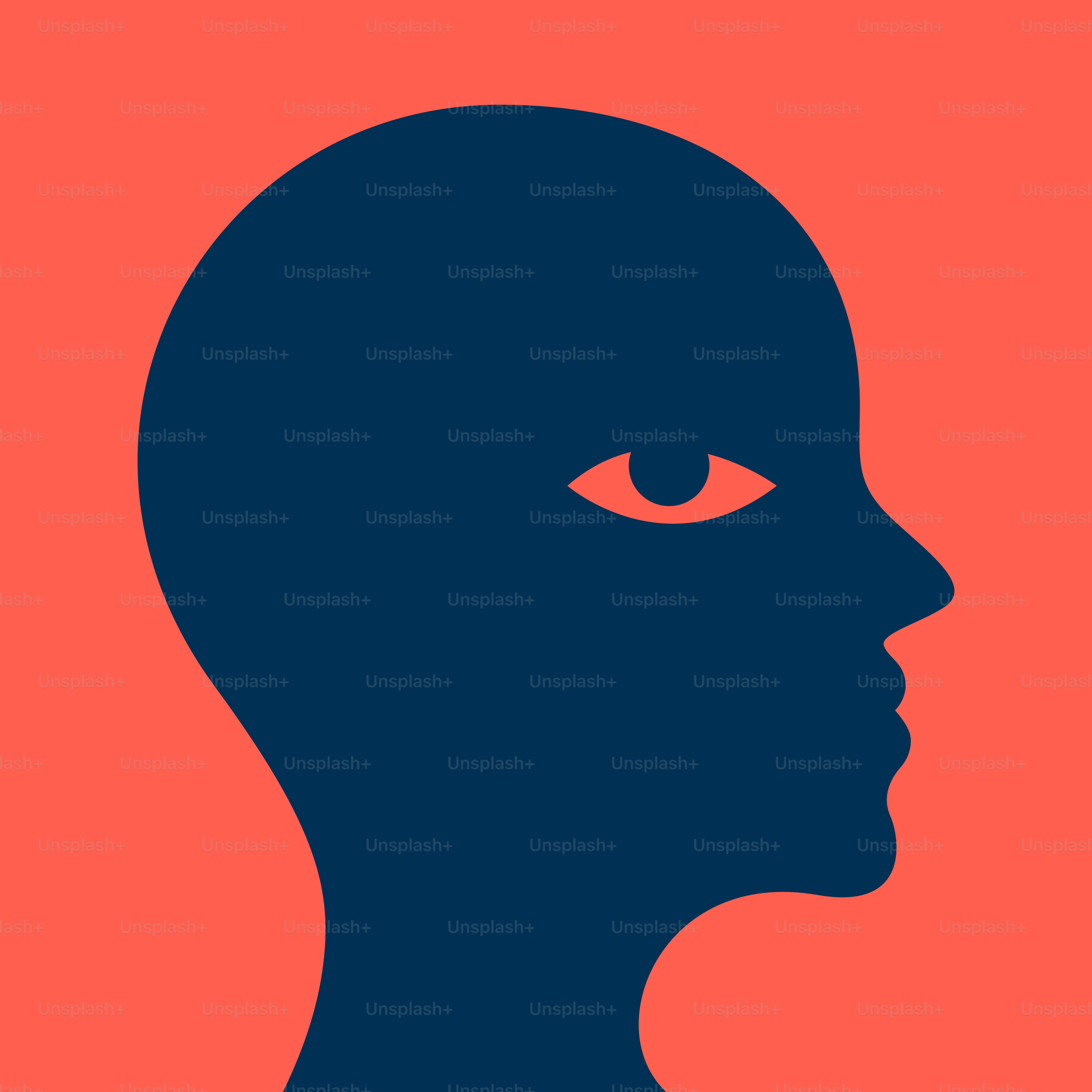 A silhouette of a person's head with an orange background