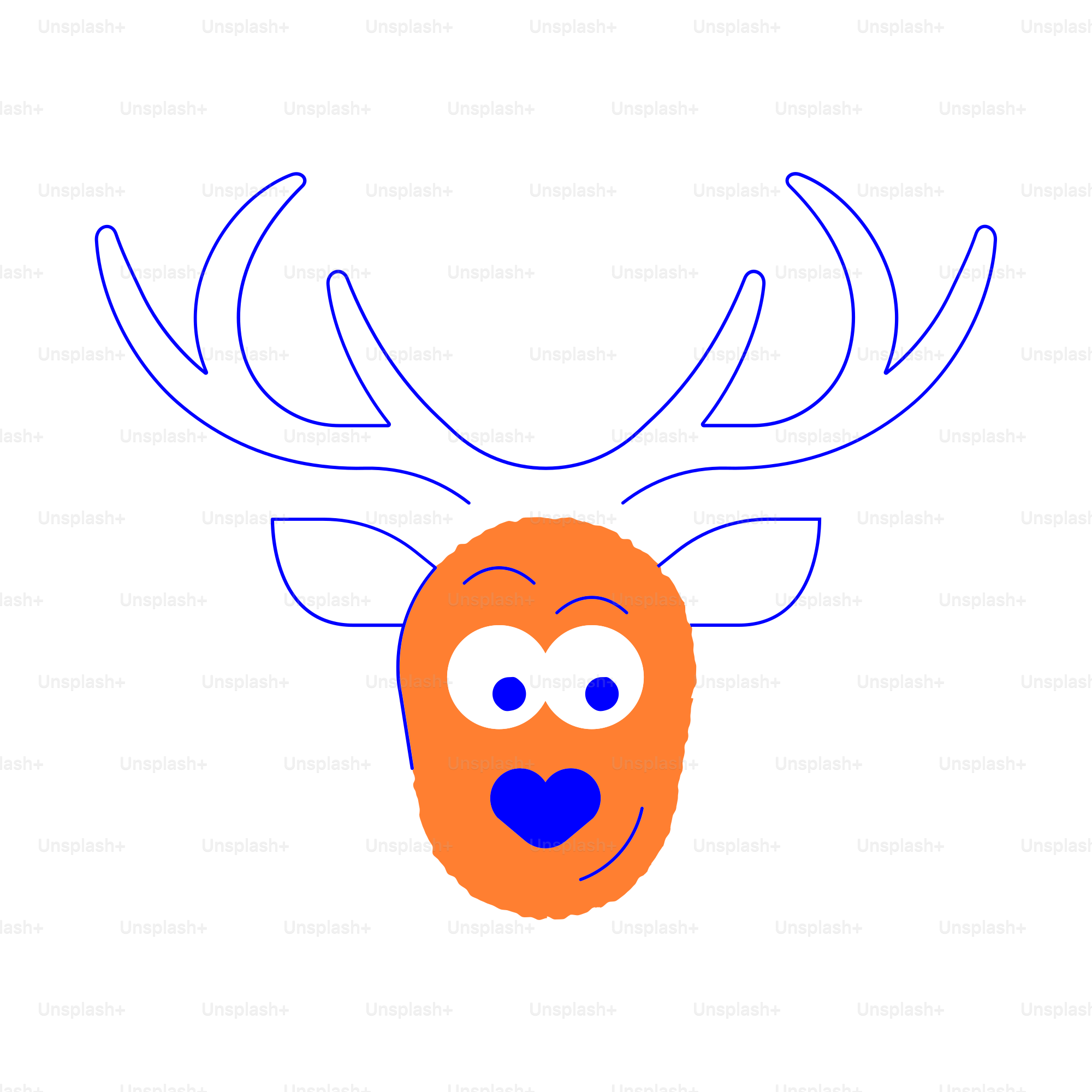 A drawing of a deer's head with a heart on it