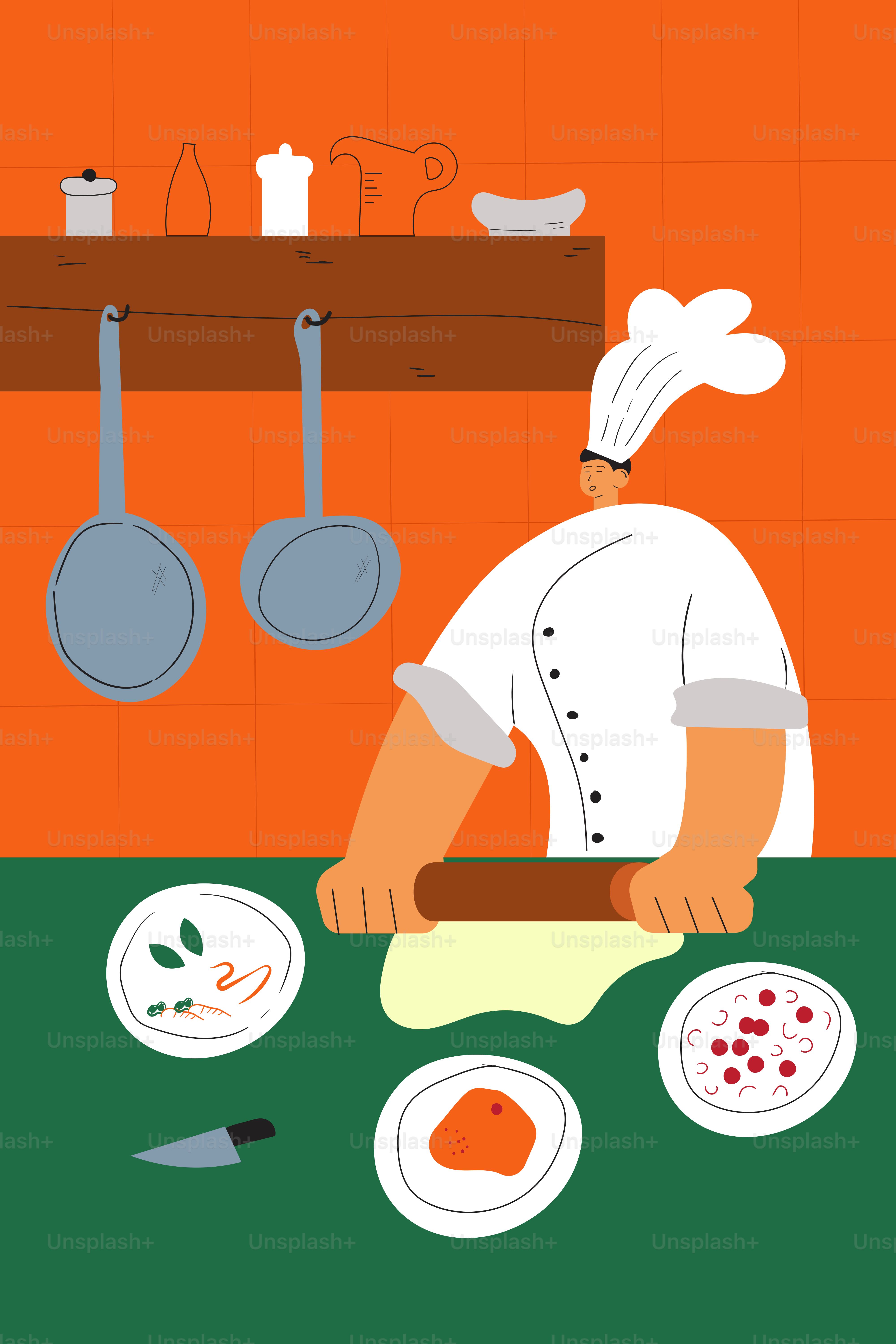 Eine Person in einer Küche, die Essen auf einem Schneidebrett zubereitet