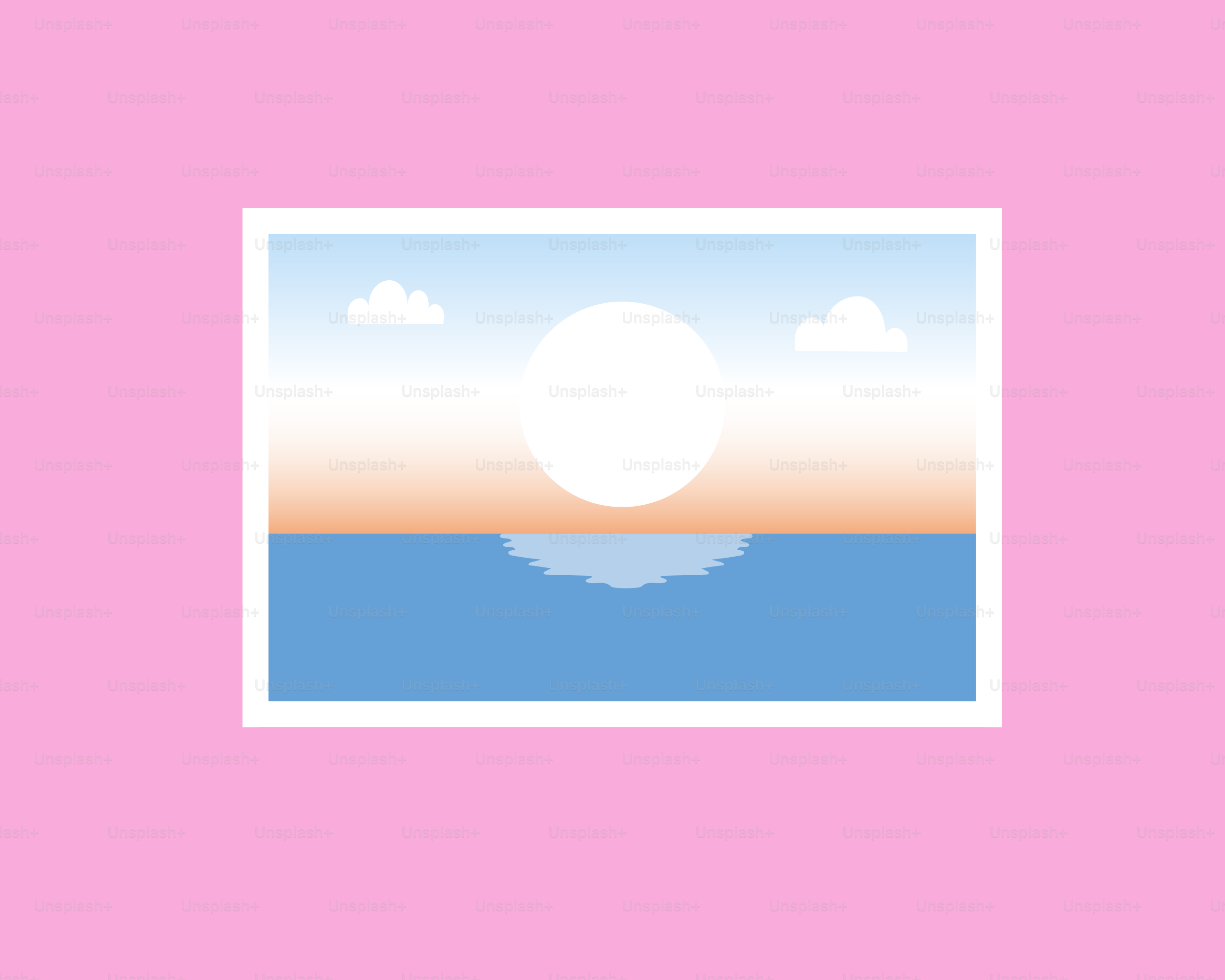 A pink square with a picture of a sunset