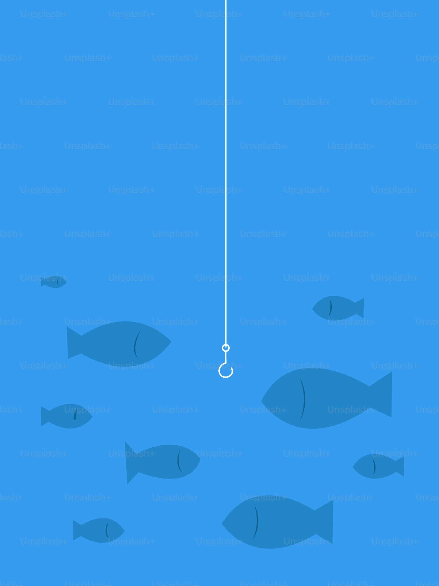 A group of fish swimming under a blue sky
