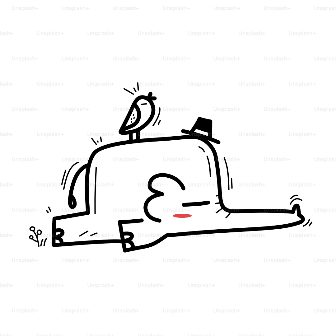 A drawing of a bird sitting on top of a sewing machine