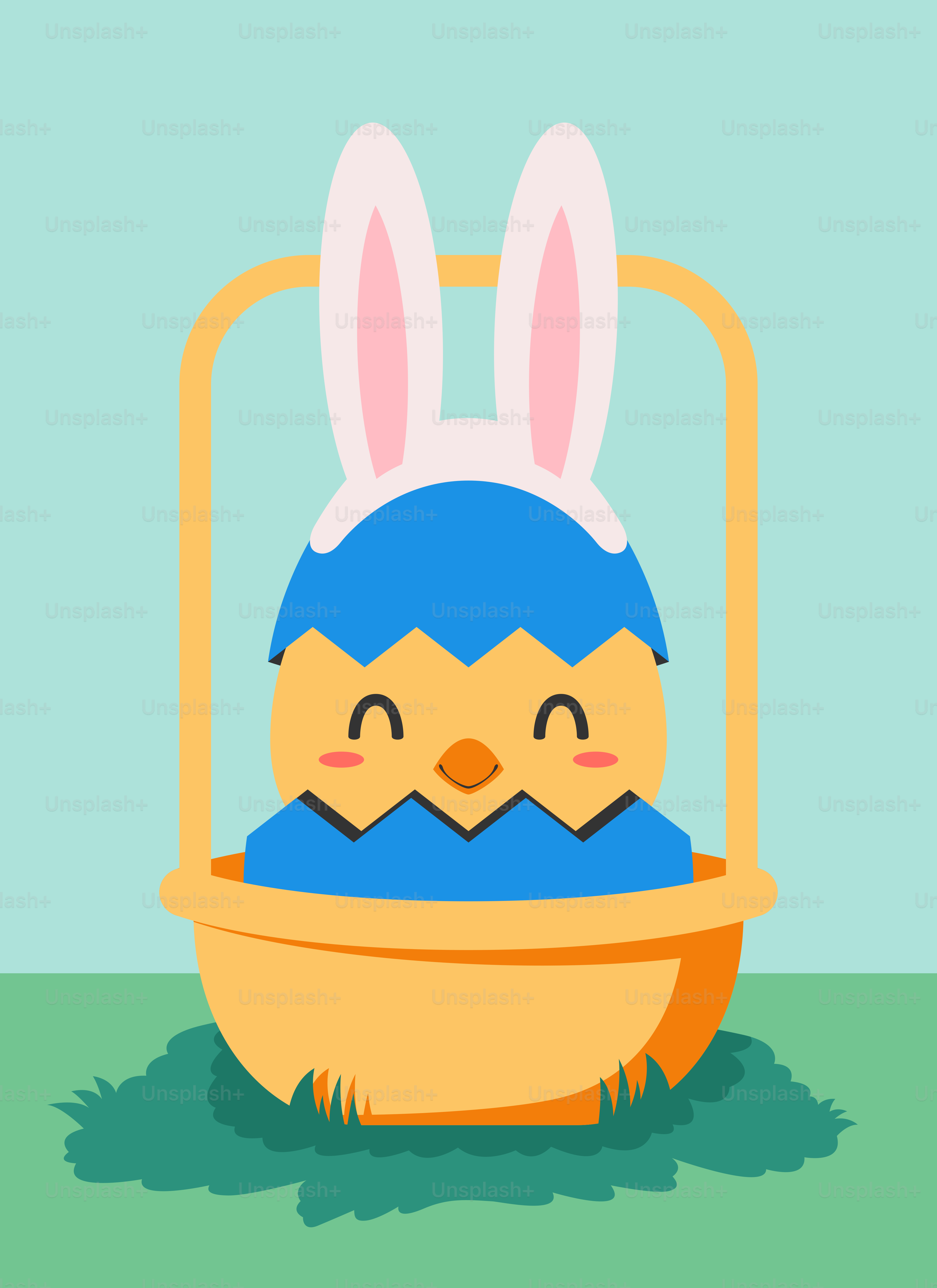 An easter bunny sitting in a basket