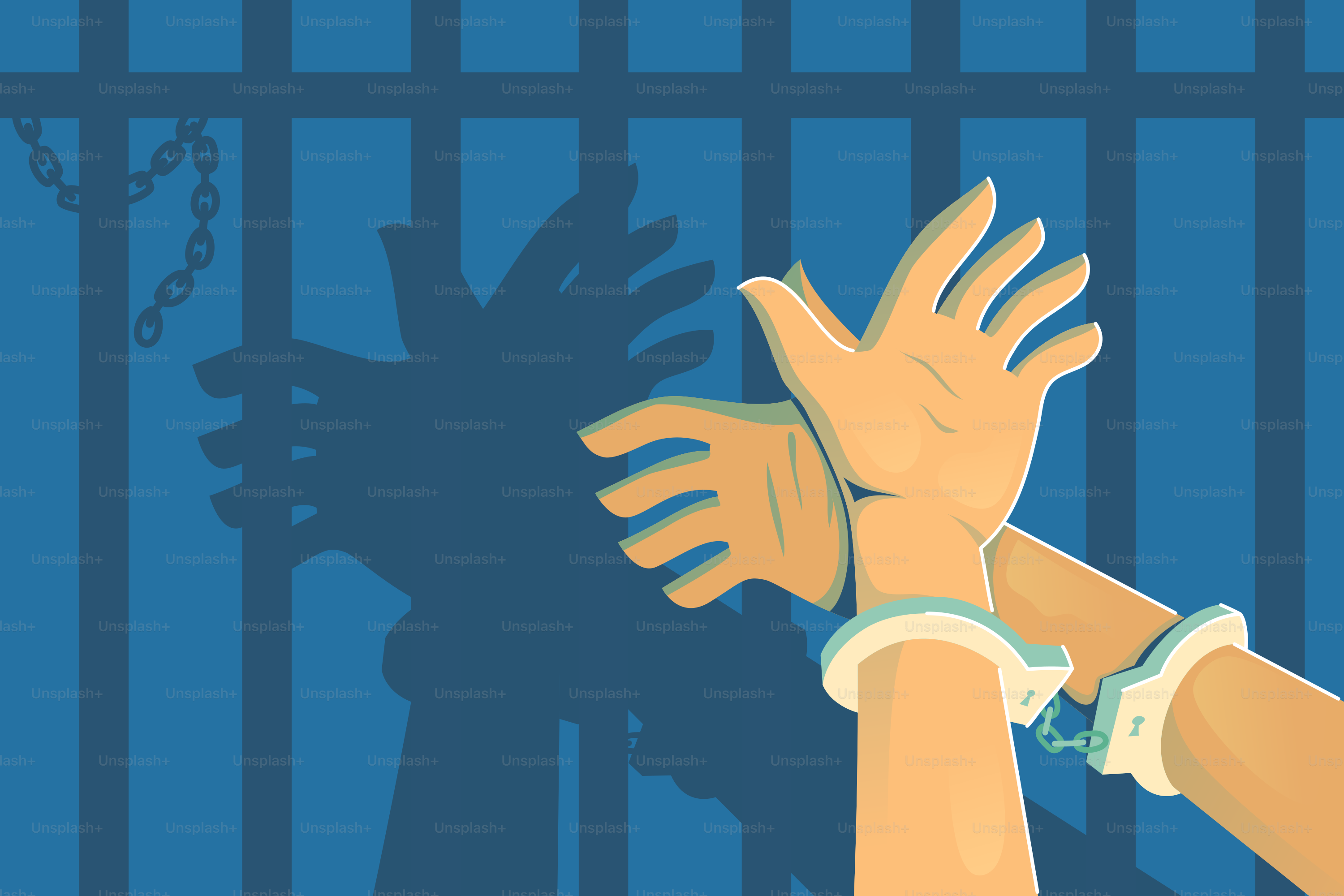 牢屋から伸びる二つの手のベクター – Unsplashの監獄の画像