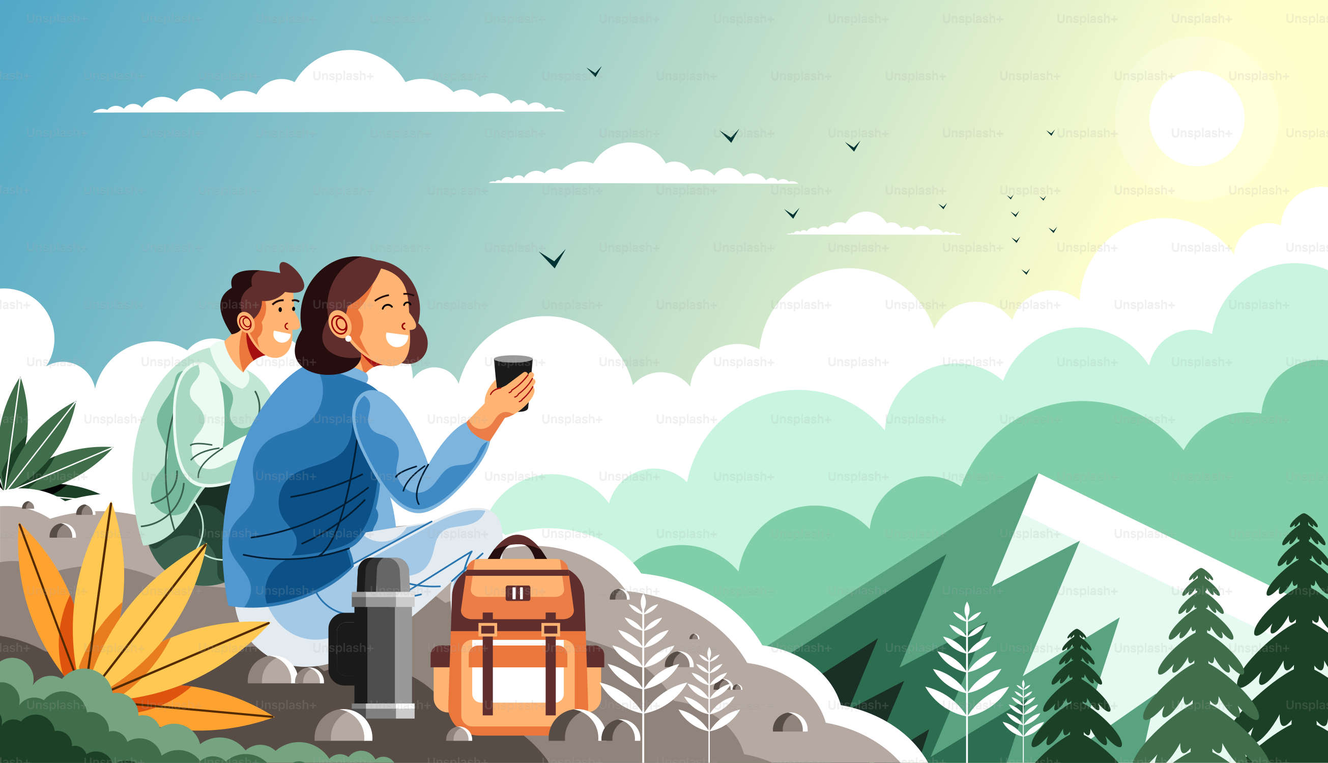 Un paio di persone in cima a una montagna