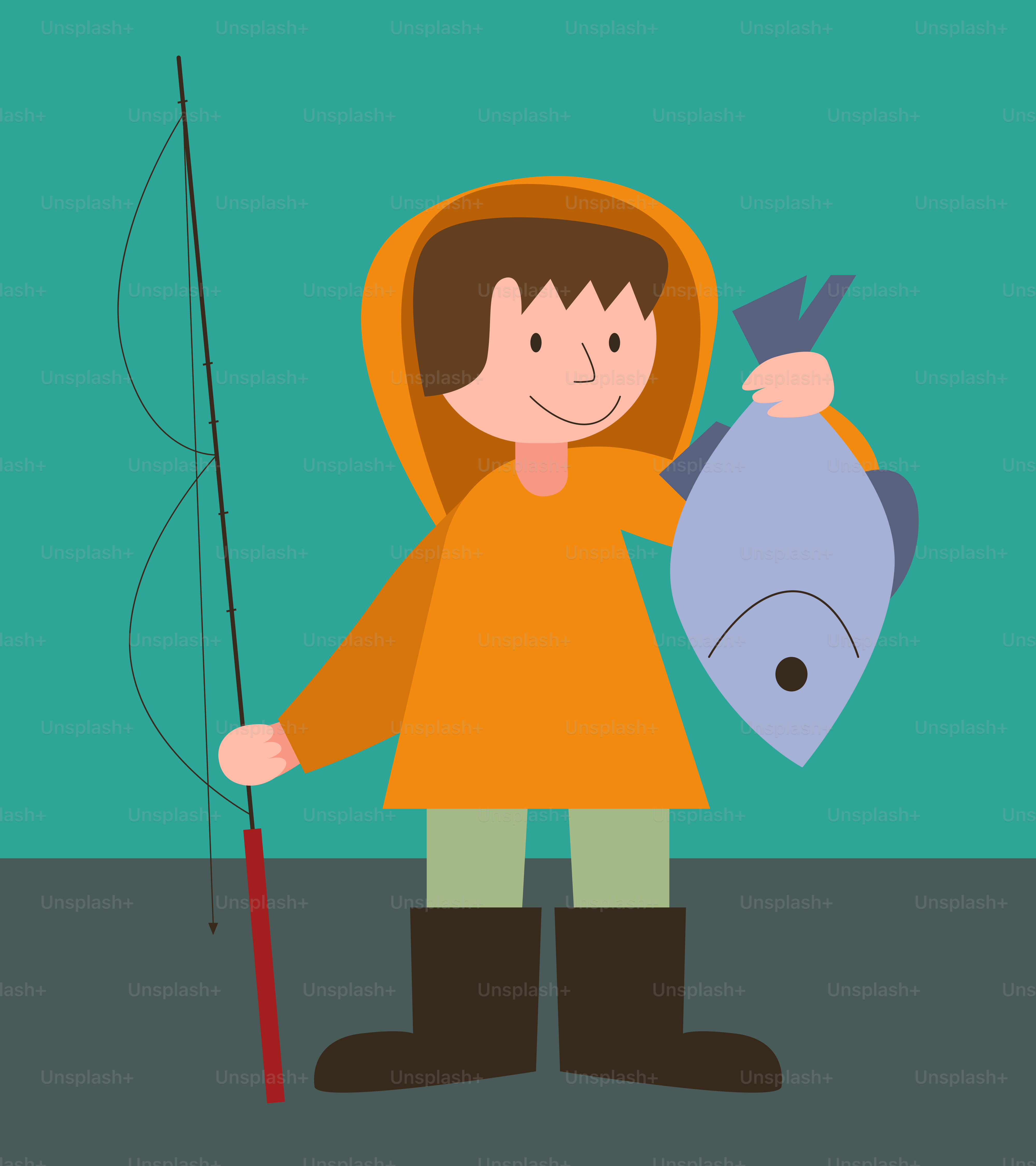 A person holding a fish and a fishing pole