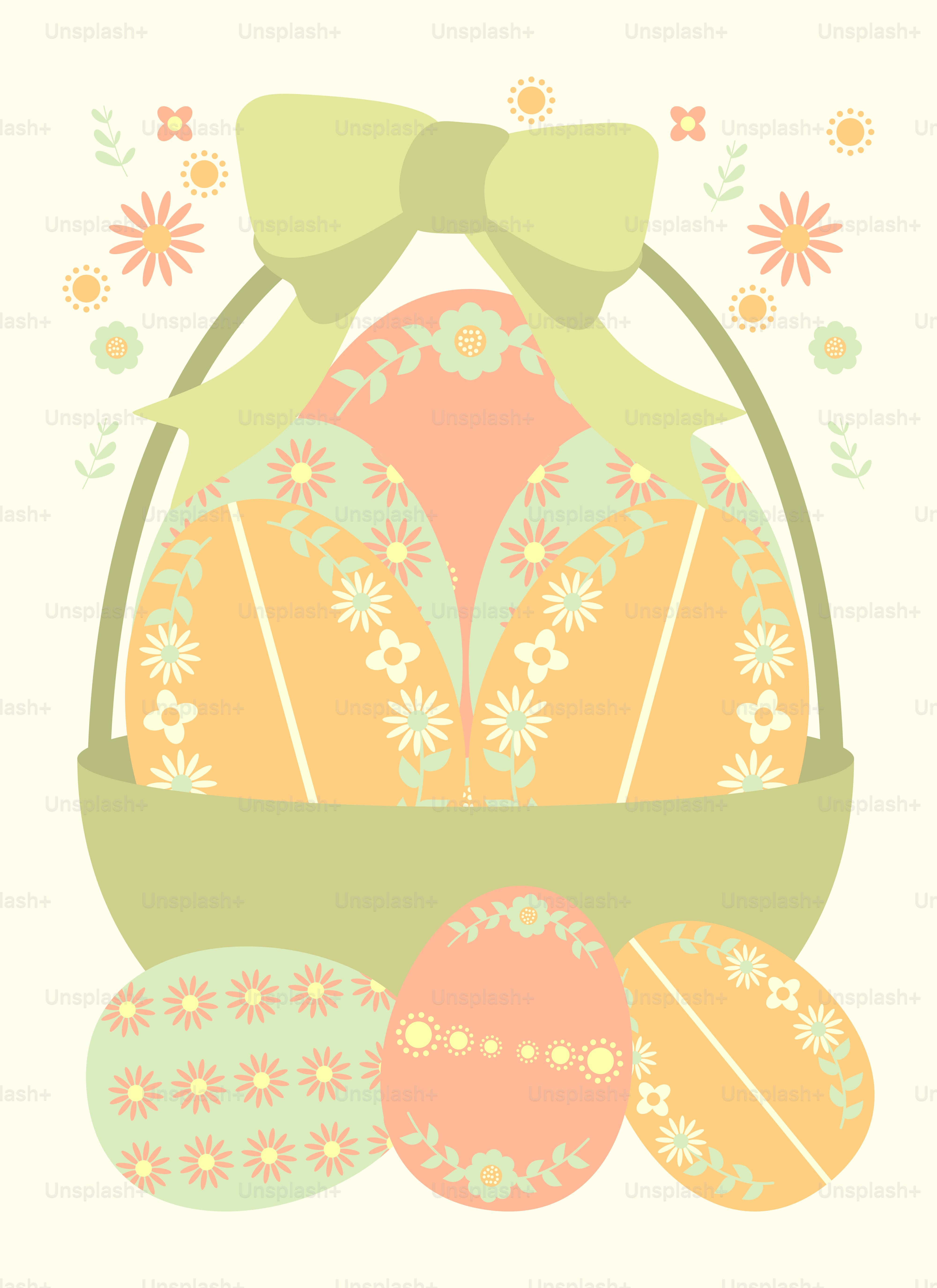 Um cartão de Páscoa com um ovo e um laço