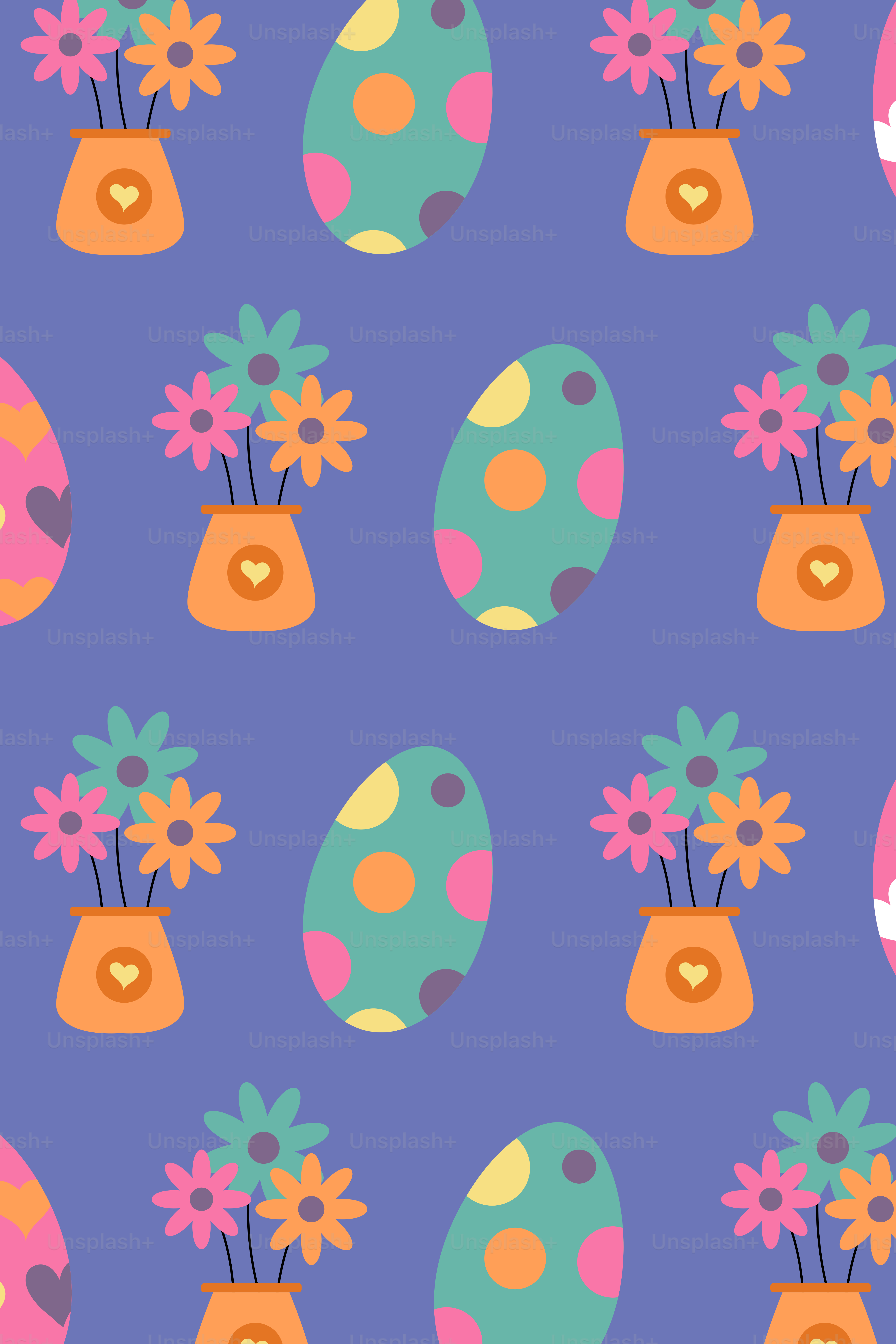 Une image d’un motif d’œufs de Pâques et de fleurs