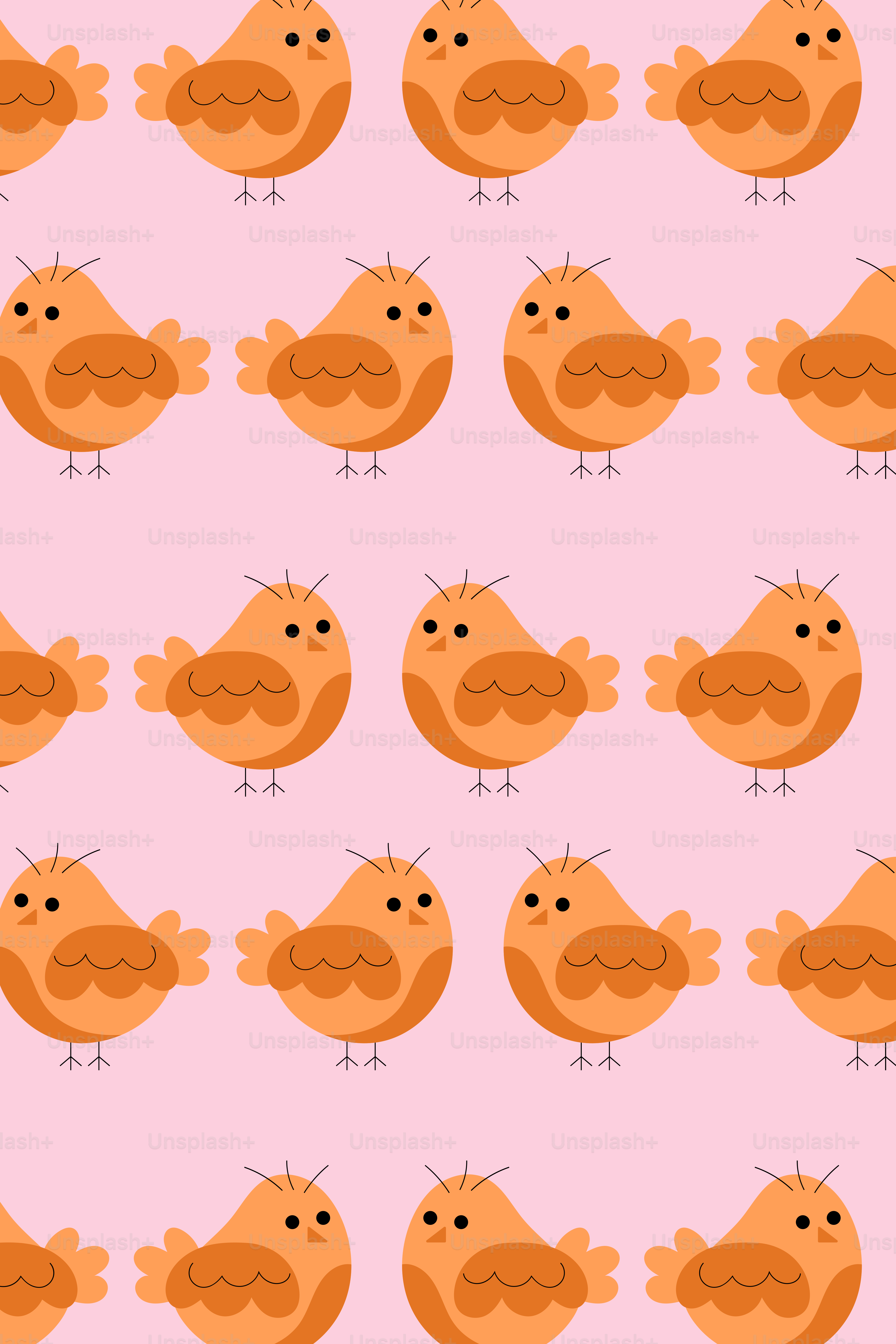 A pink background with orange birds on it