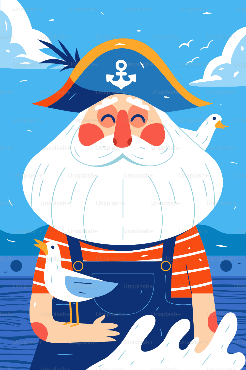 A cartoon of a man with a beard and a beard