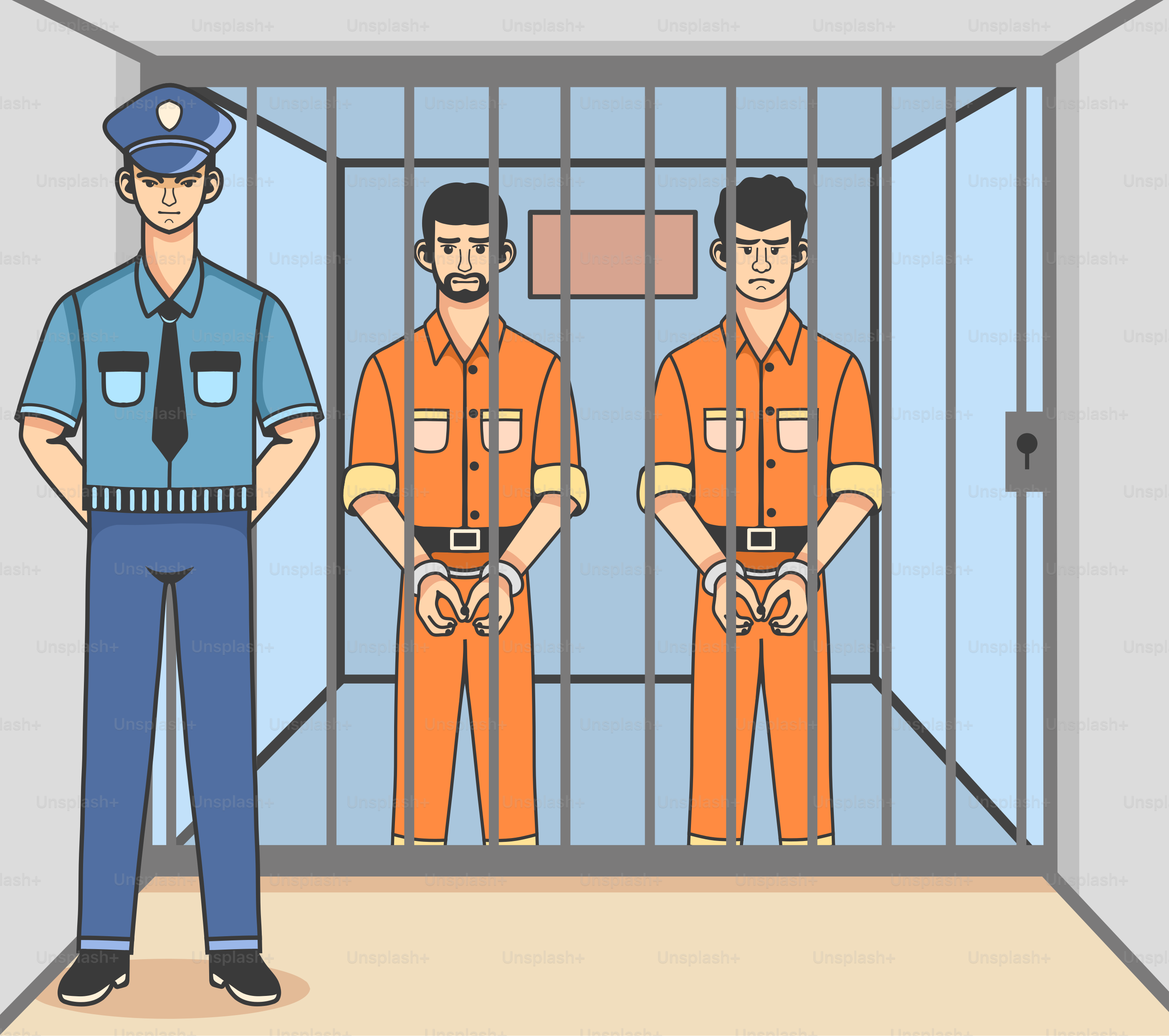 Deux hommes debout l’un à côté de l’autre en prison