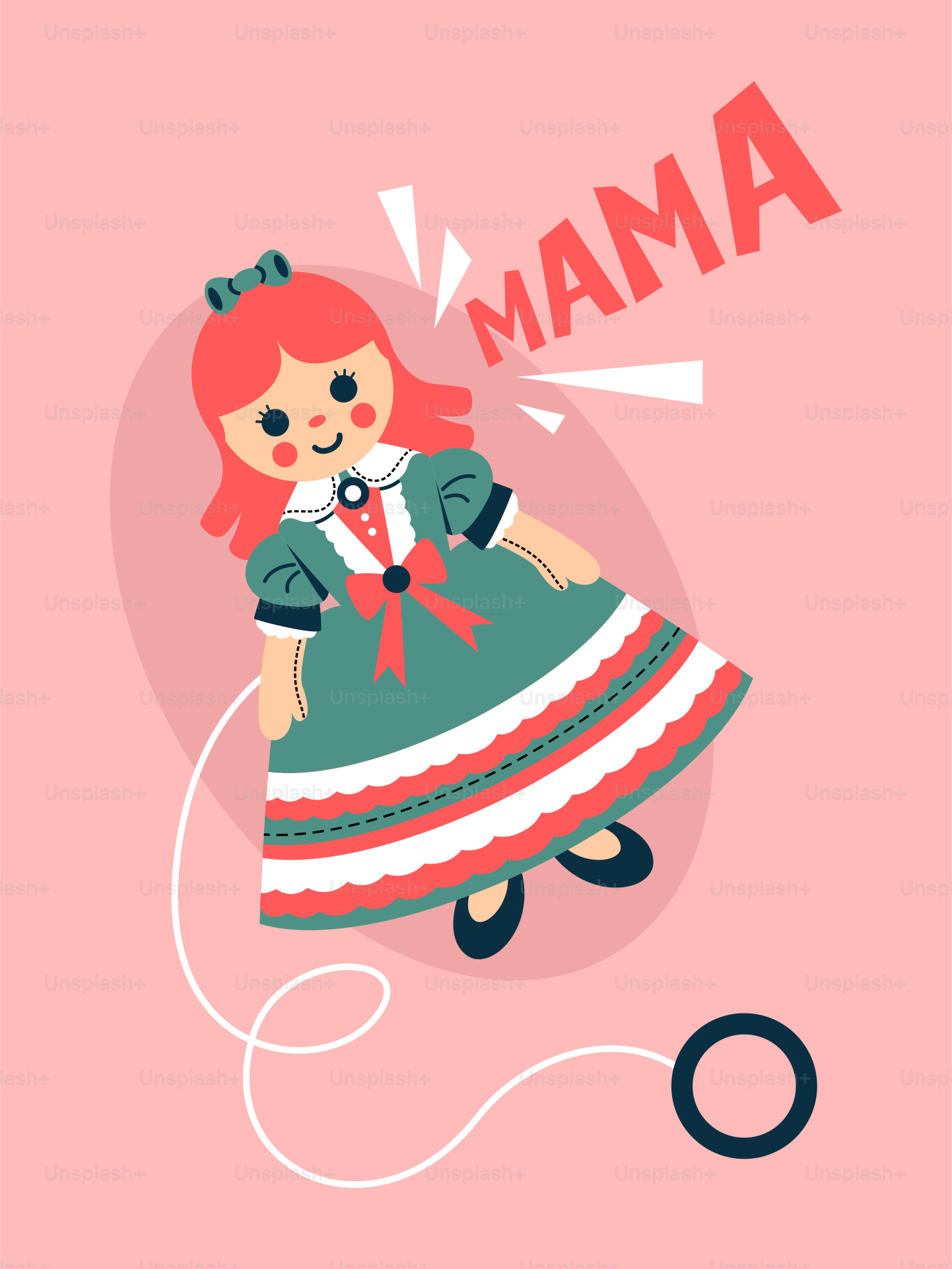 A girl in a dress with the words mama on it