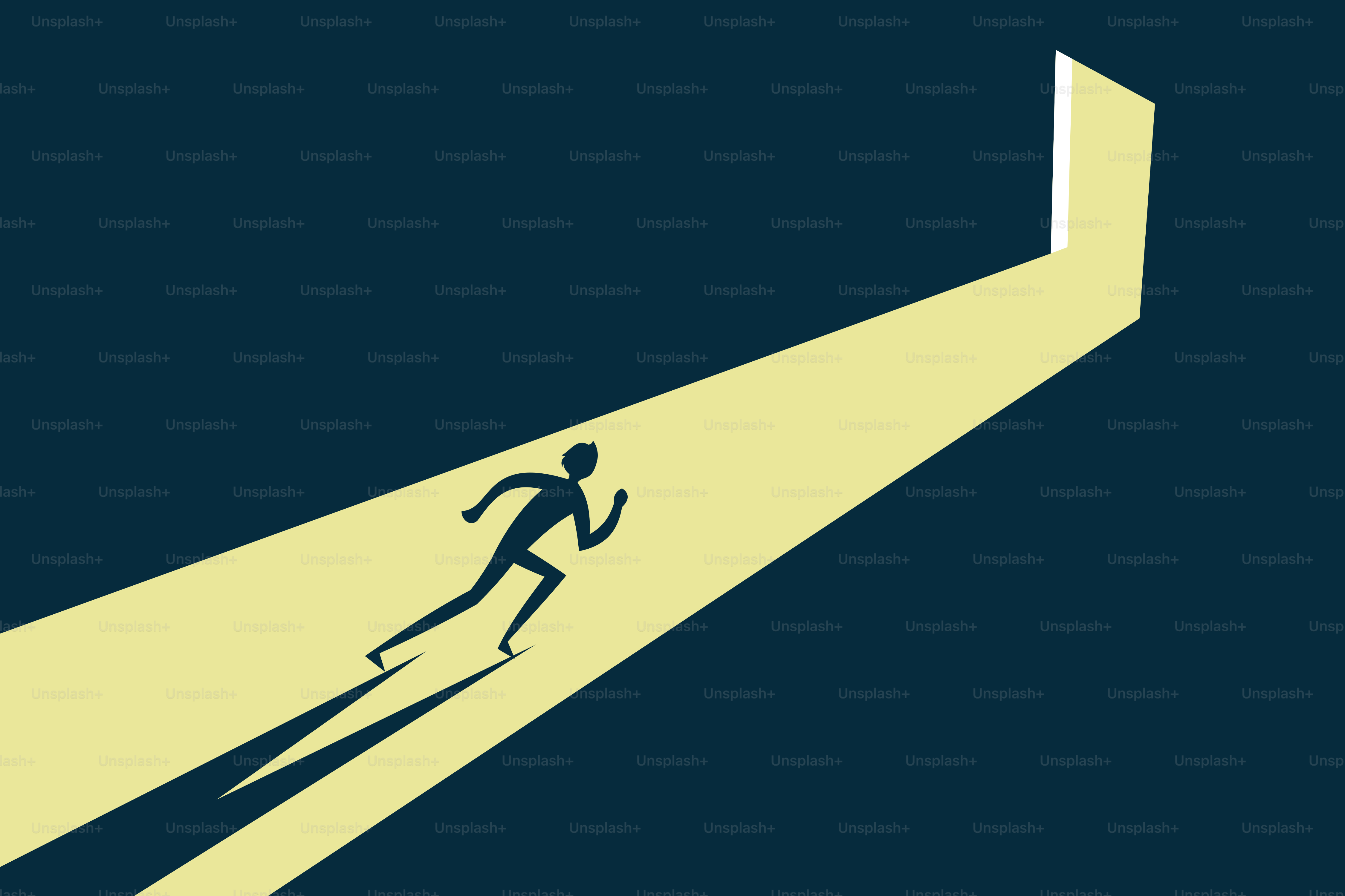 A man is running up a steep hill