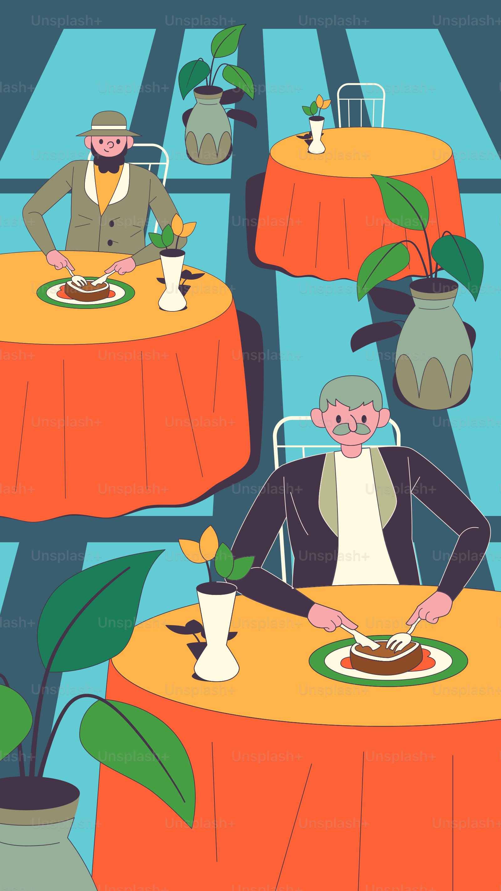 A couple of people sitting at a table with plates of food