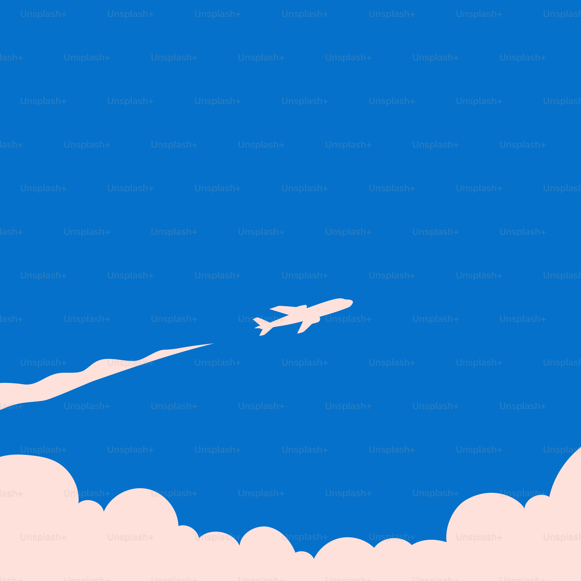 An airplane is flying through the blue sky