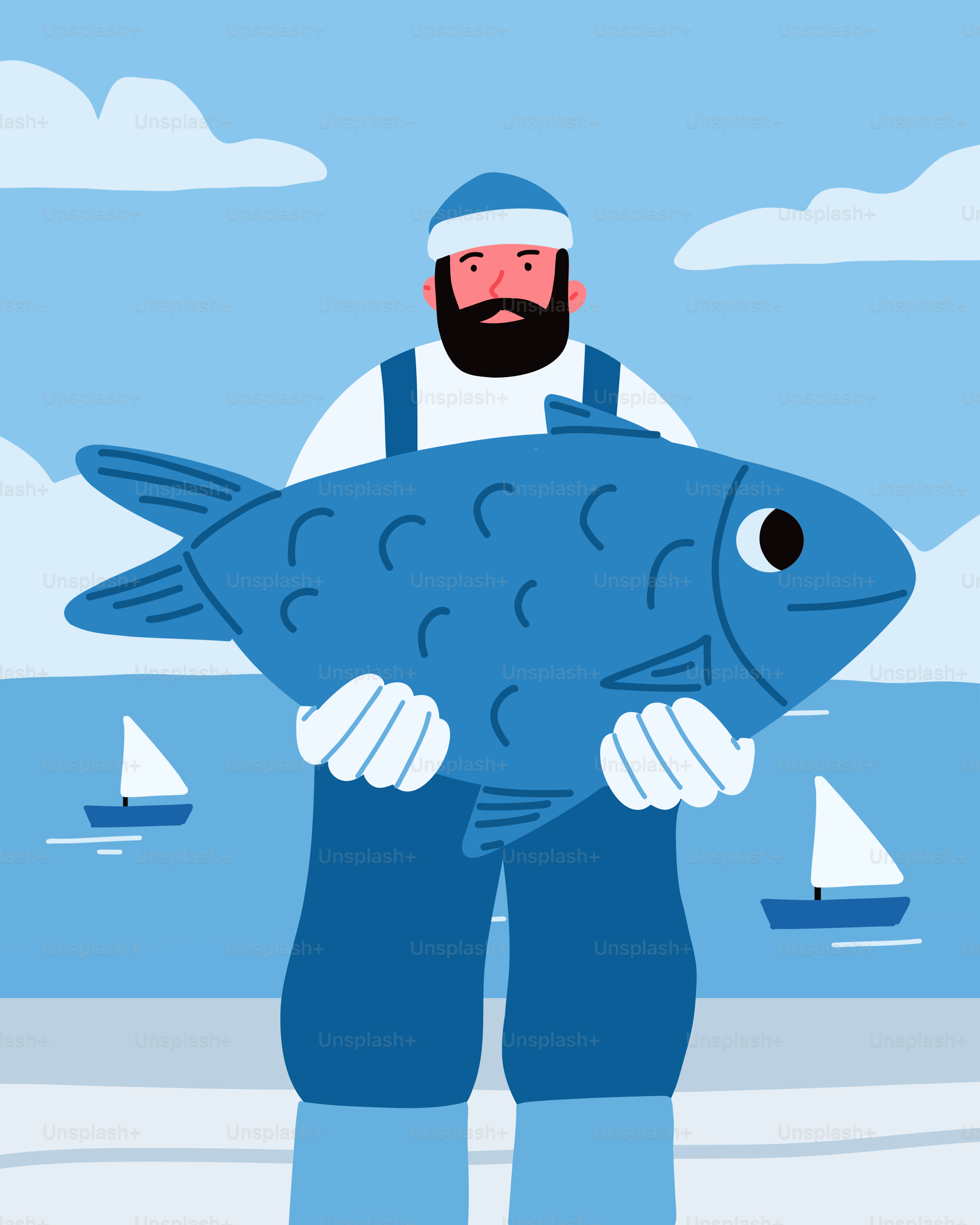 A man holding a fish on a beach