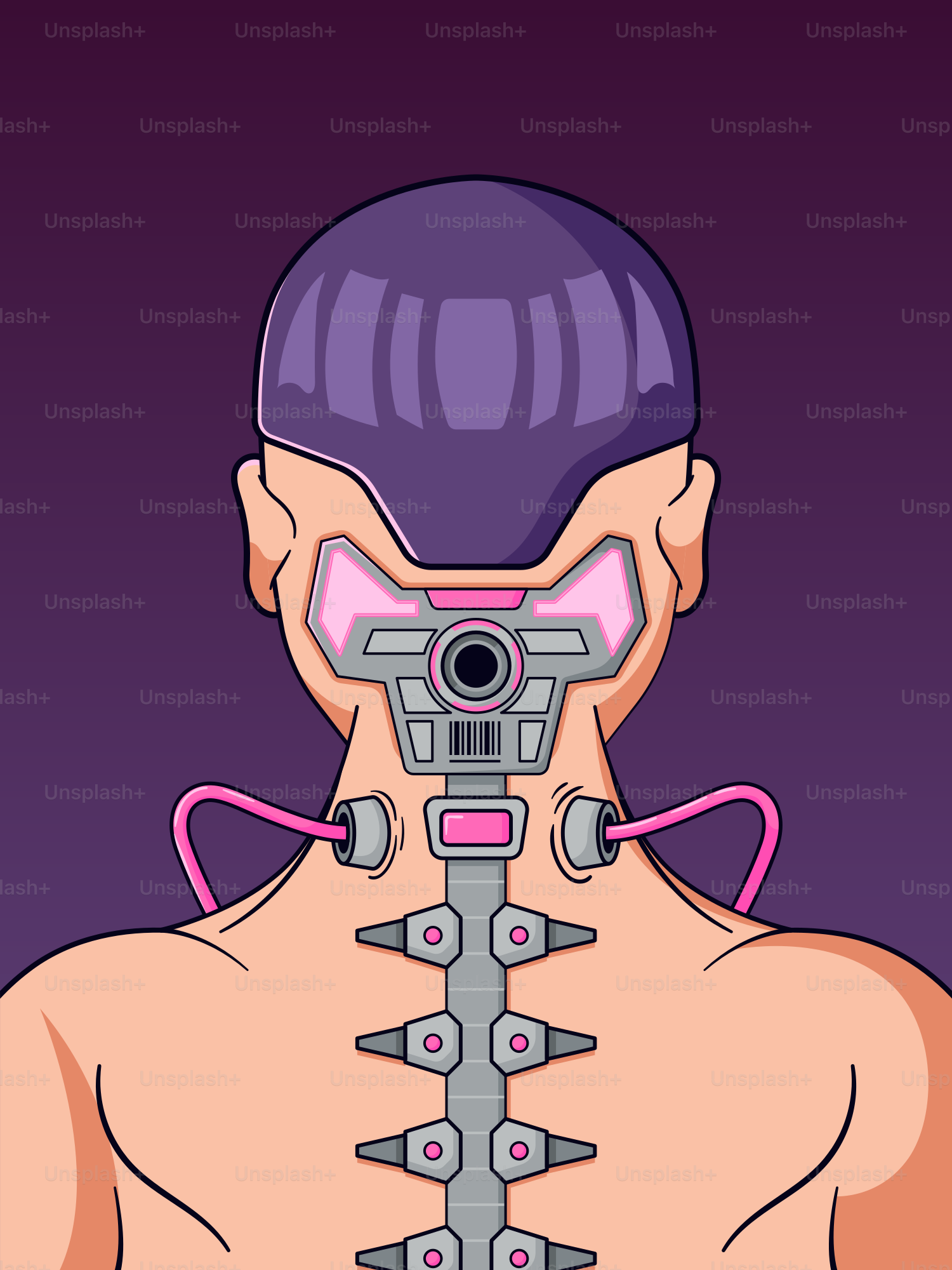The back of a man's head with a machine attached to it