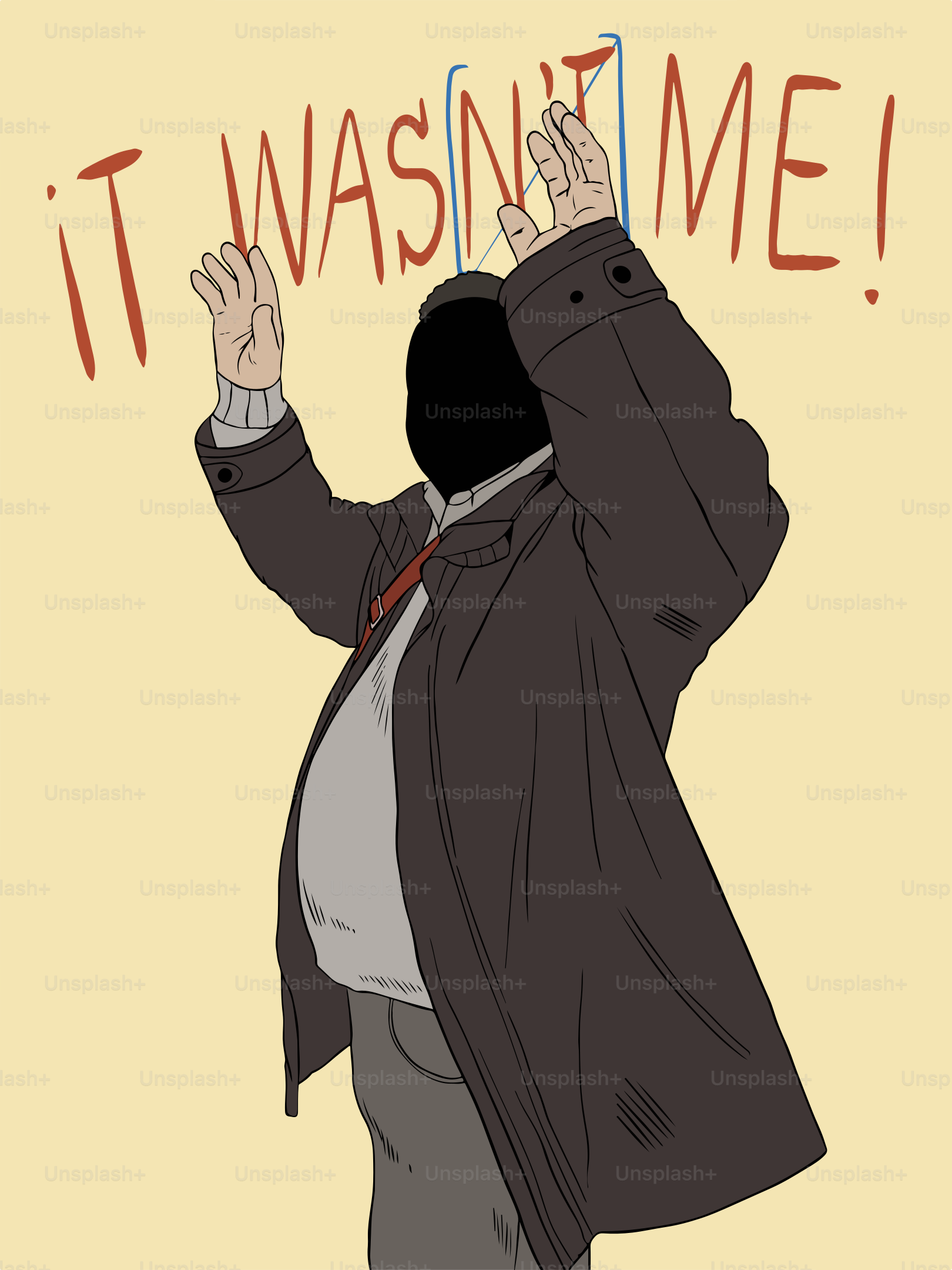 A drawing of a person holding up a sign