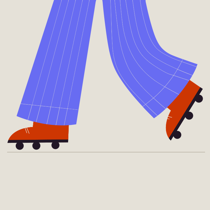 A drawing of a person riding a skateboard