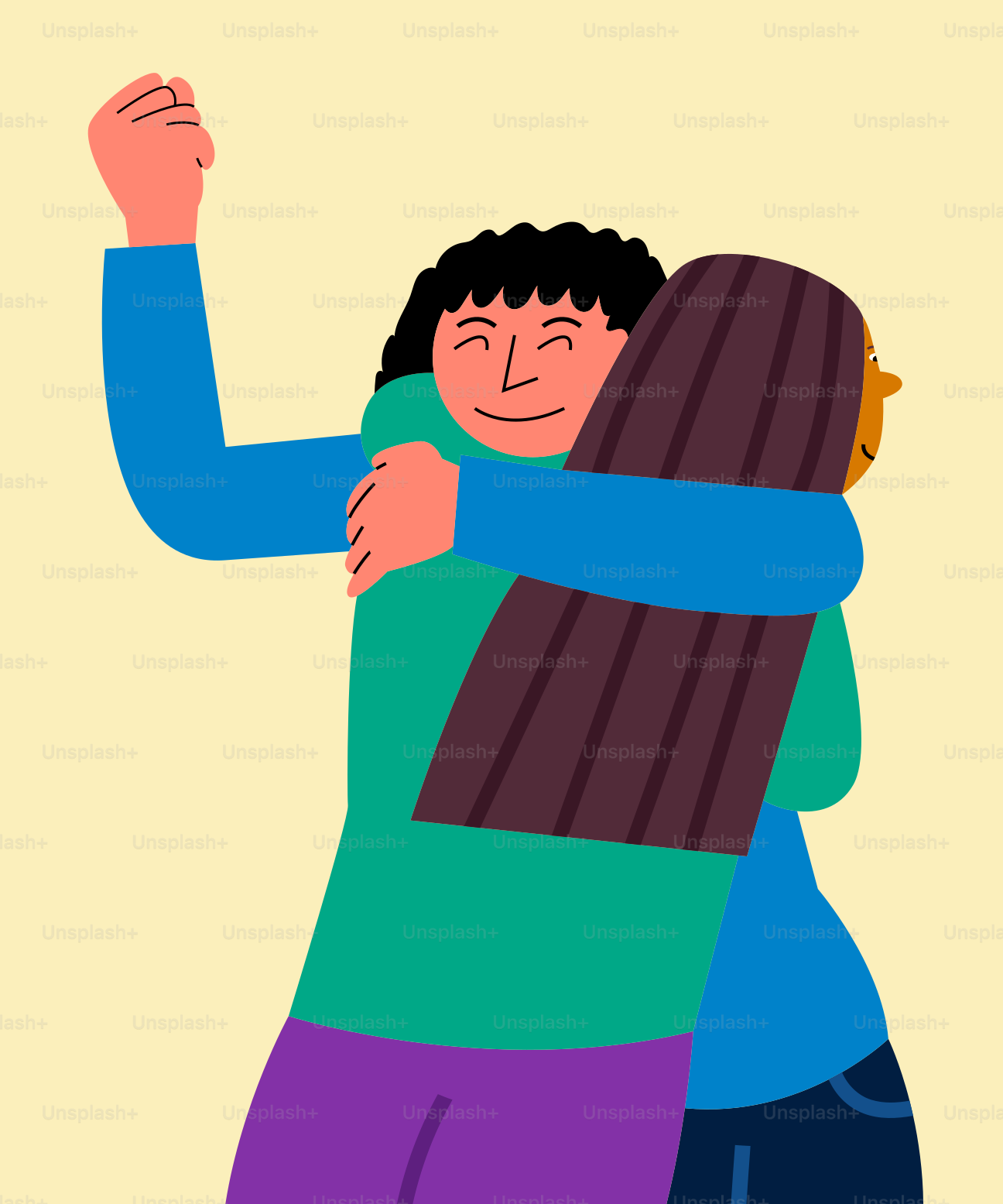 A couple of people hugging each other