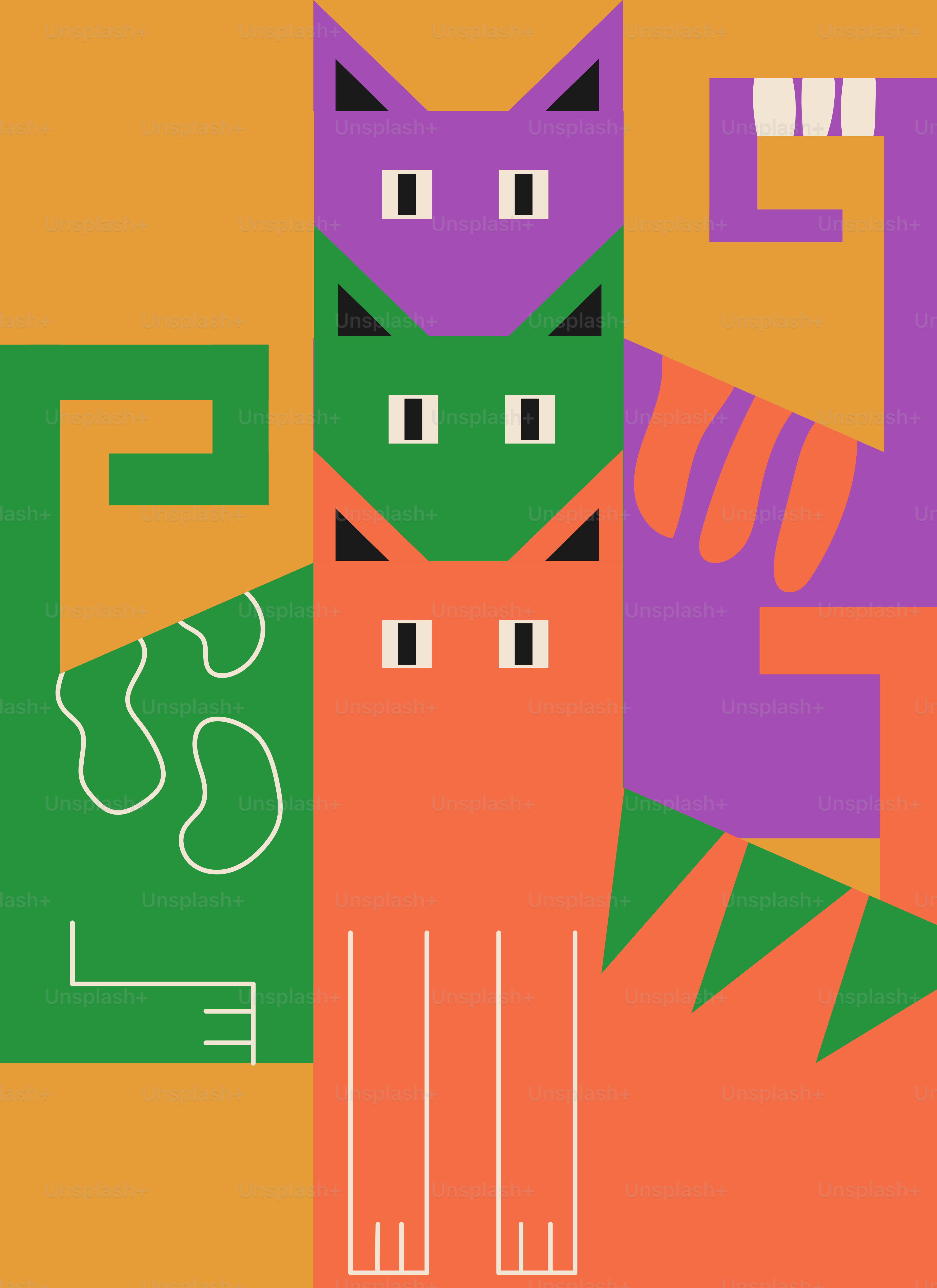 猫がオレンジ色の背景の前に立っています