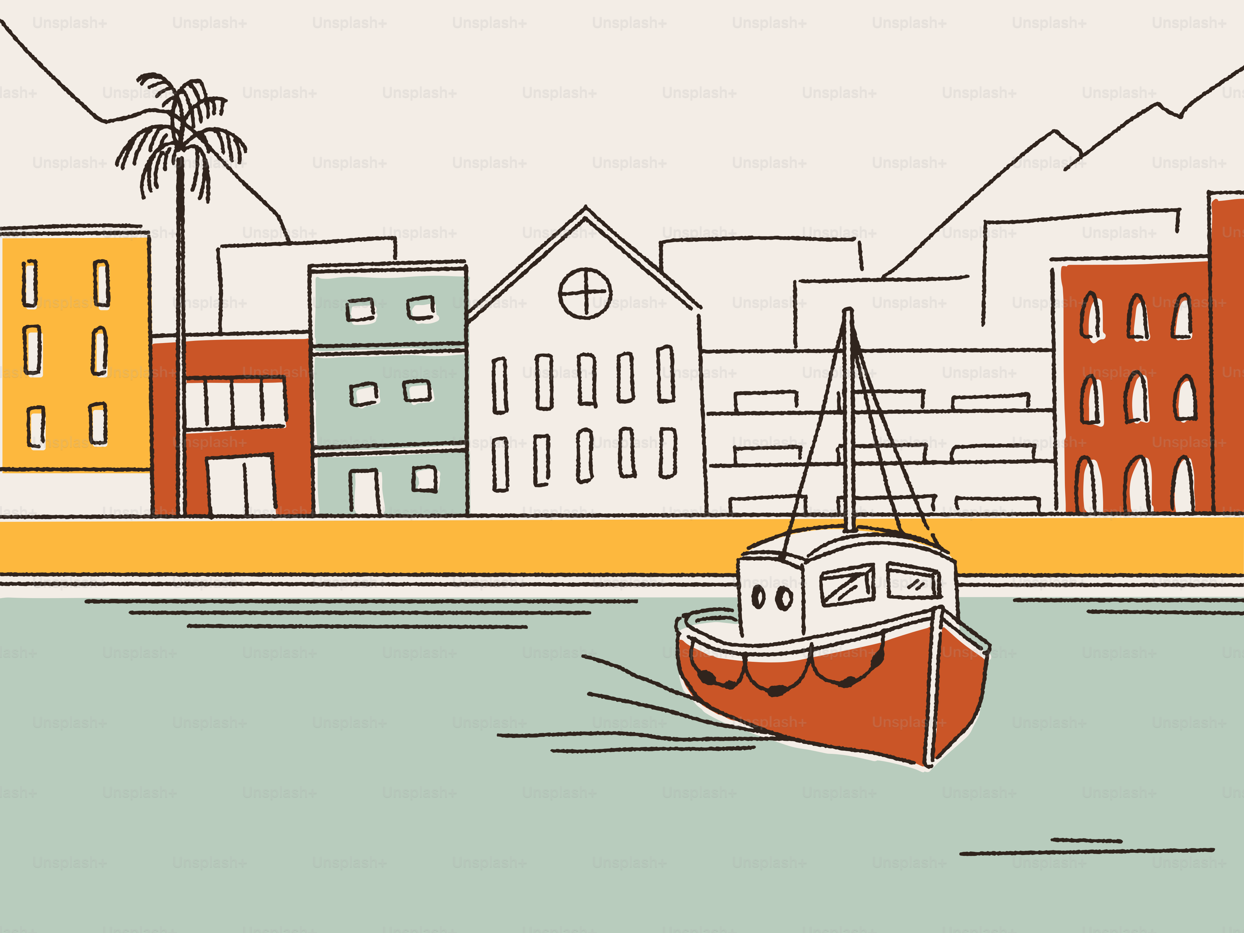 A boat floating on top of a body of water