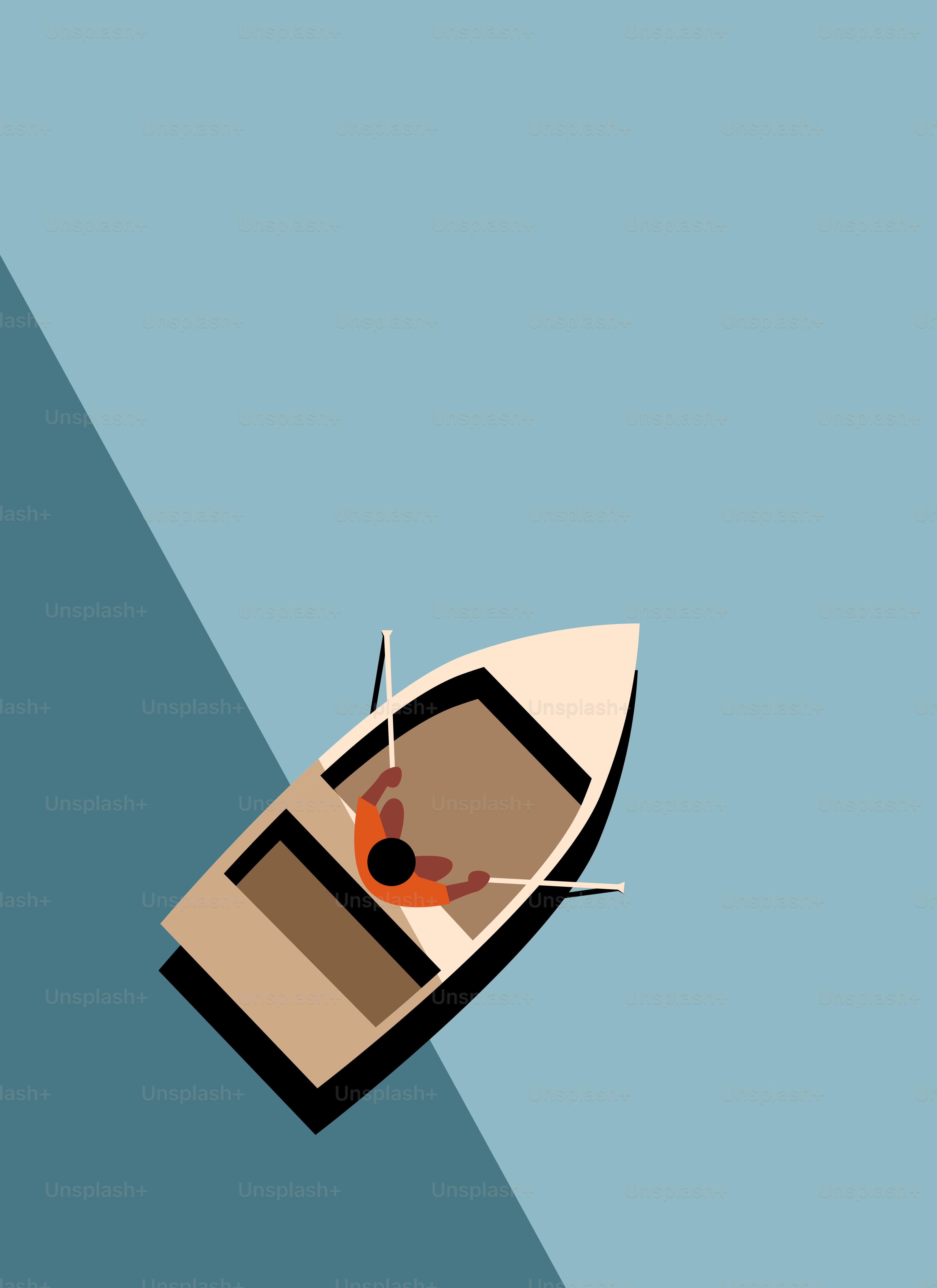 A person in a boat floating on a body of water