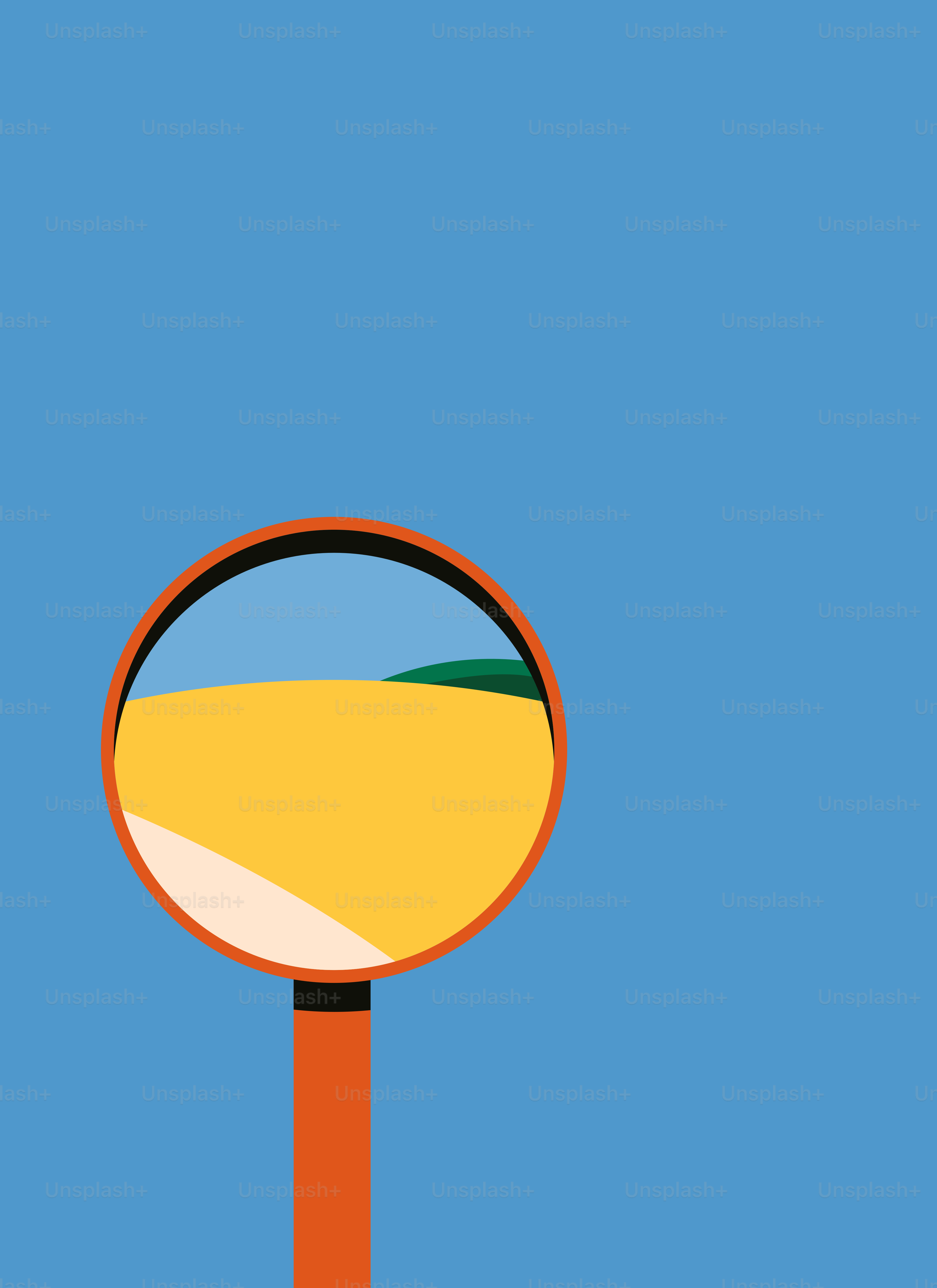 A magnifying glass with a blue sky in the background