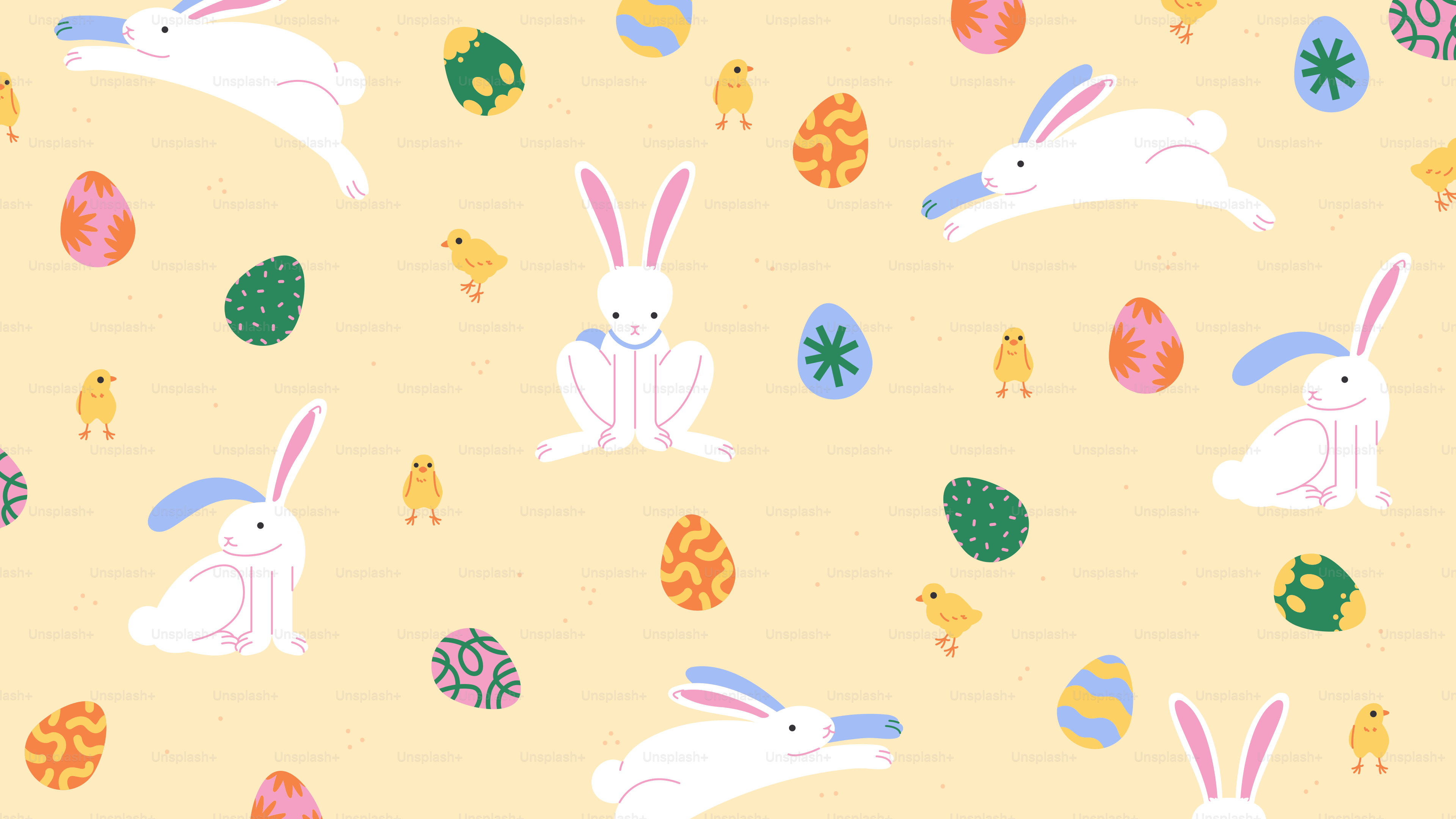 A yellow background with rabbits and eggs vector – Easter egg hunt ...