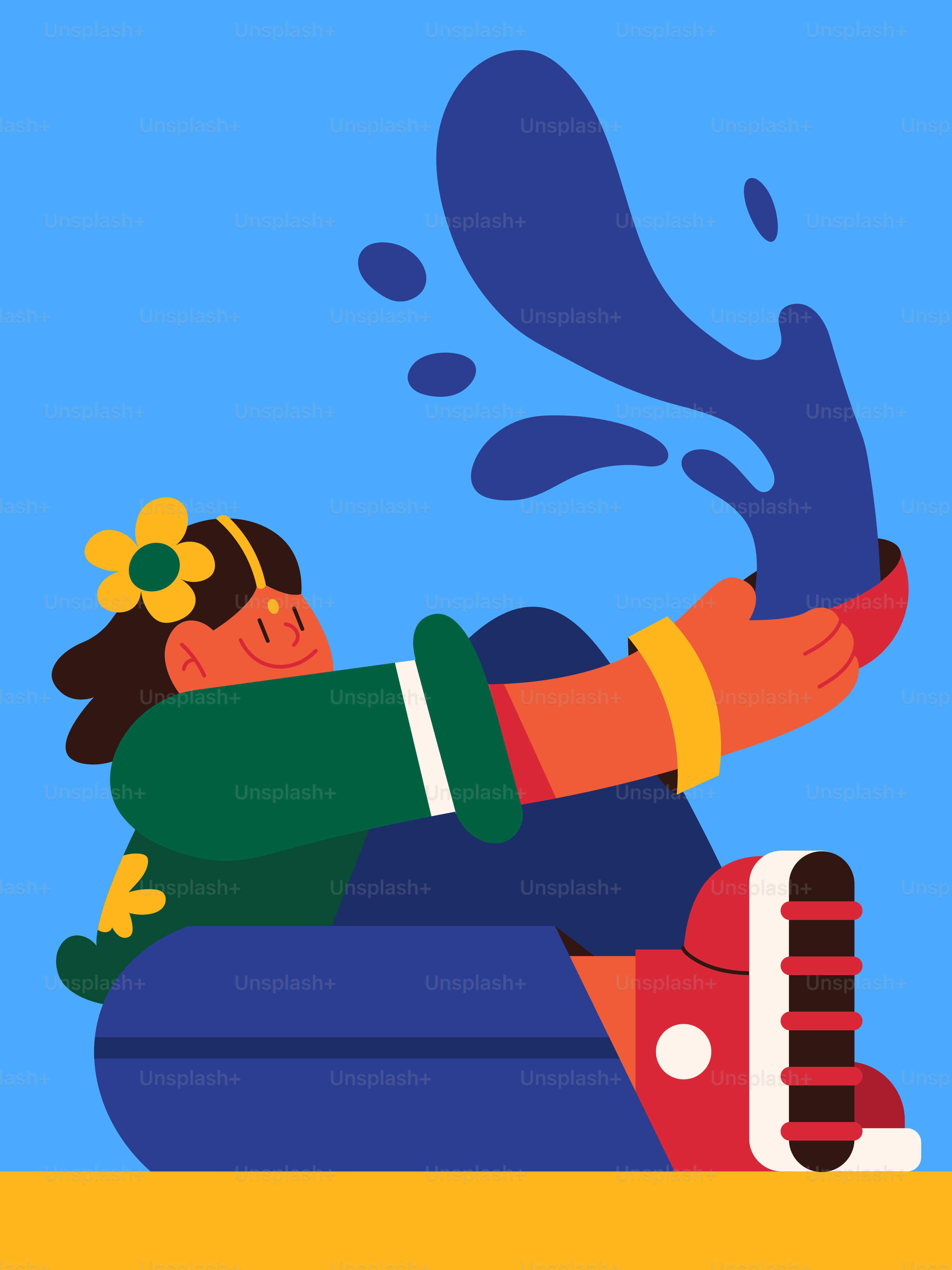 A cartoon of a person riding on a skateboard