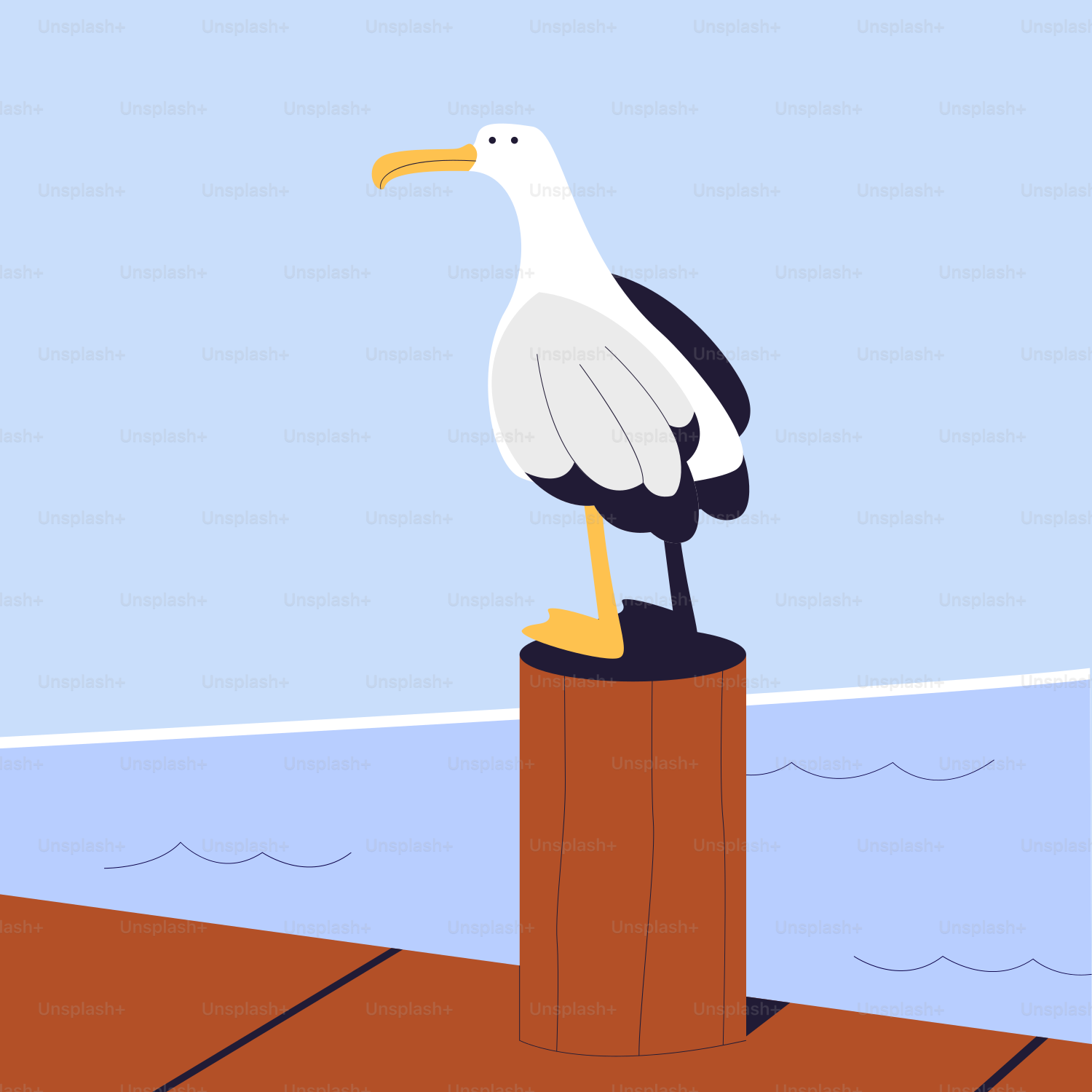 Ein weißer Vogel, der auf einem Holzpfosten sitzt