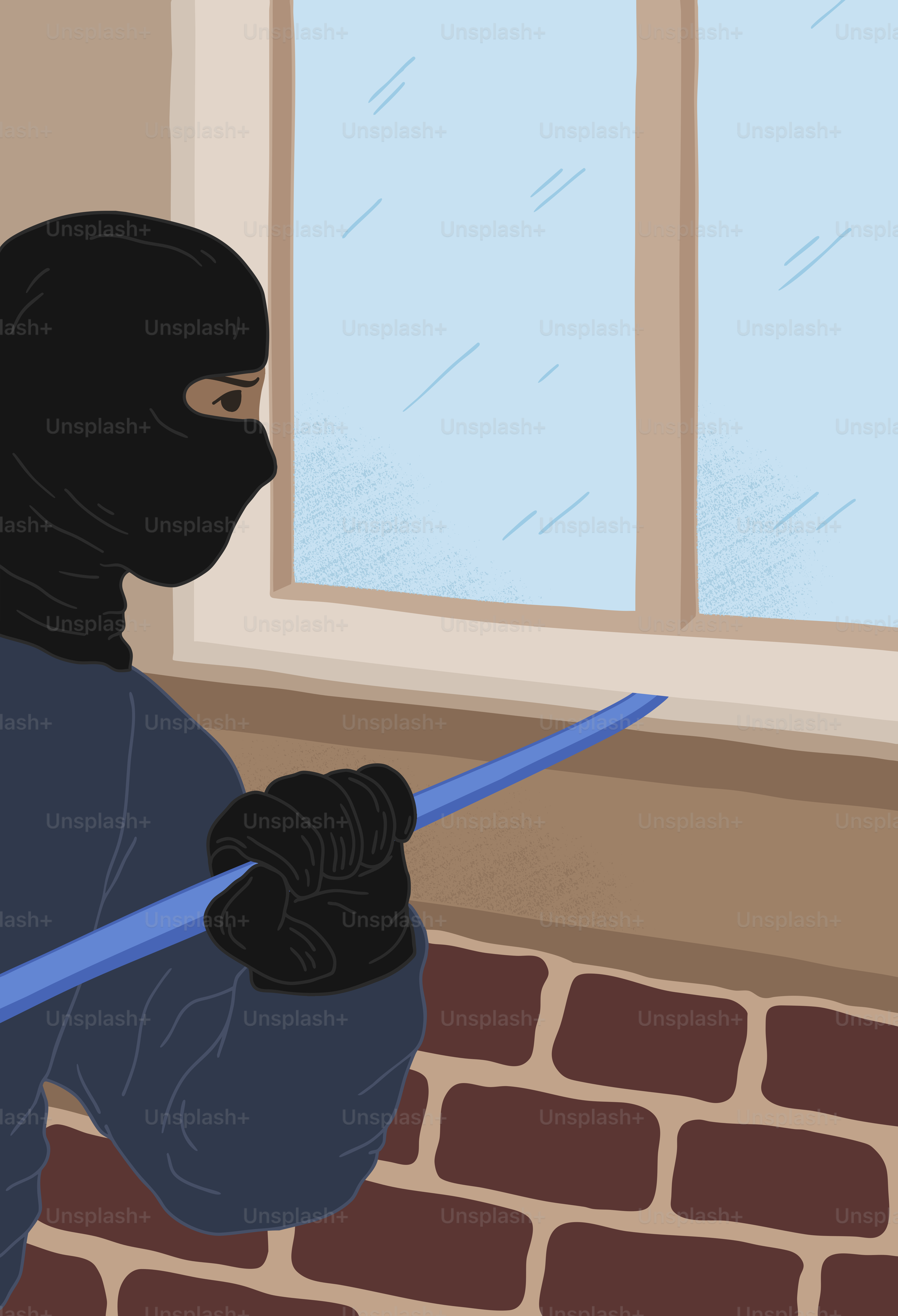 Une personne portant un masque noir tenant un balai